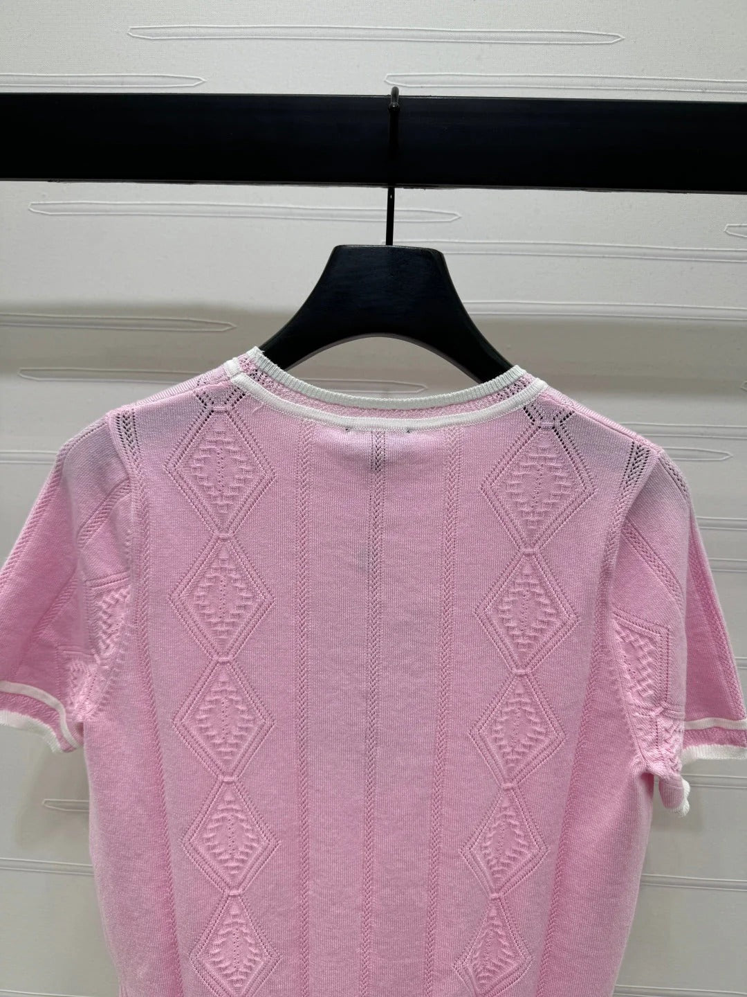 CHANEL 25S DIAMOND KNIT SHORT SLEEVE SHIRT 264174