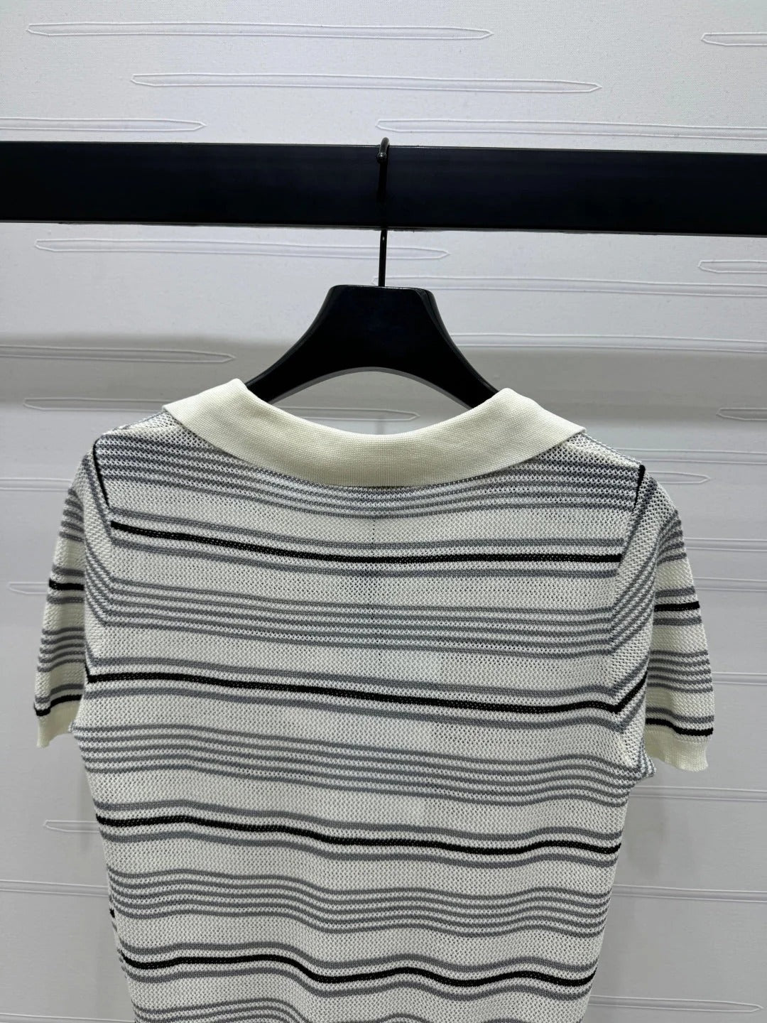 CHANEL 25S HOLLOW WOVEN POLO SHIRT 264075