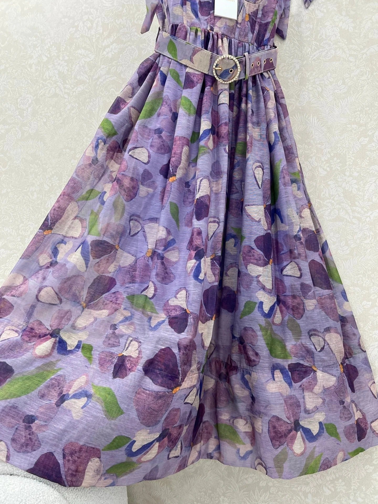 ZIMMERMANN LONG HERRINGBONE DRESS IN PLUM PURPLE 269379