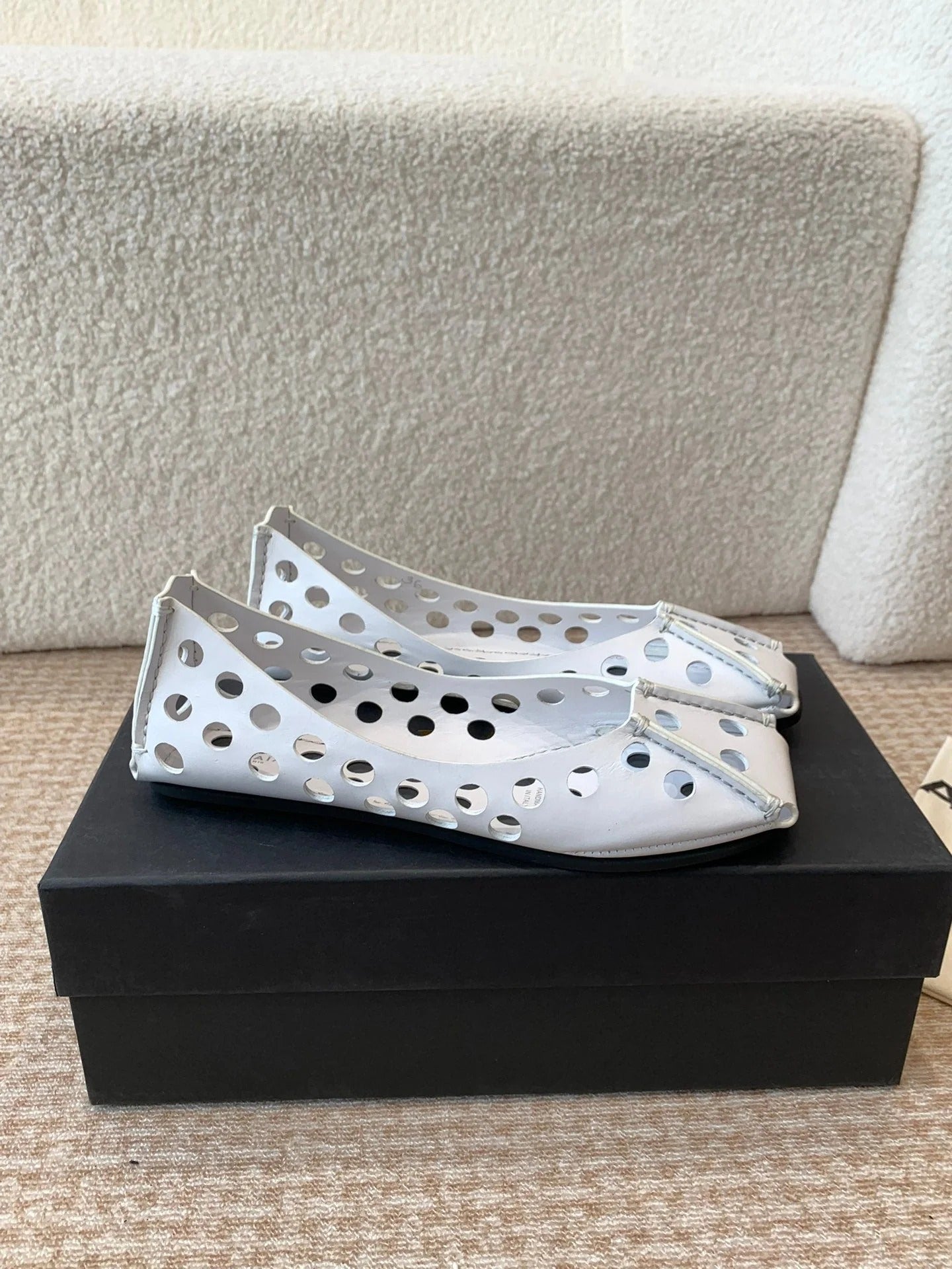 Perfo Ballet Flats In White Calfskin