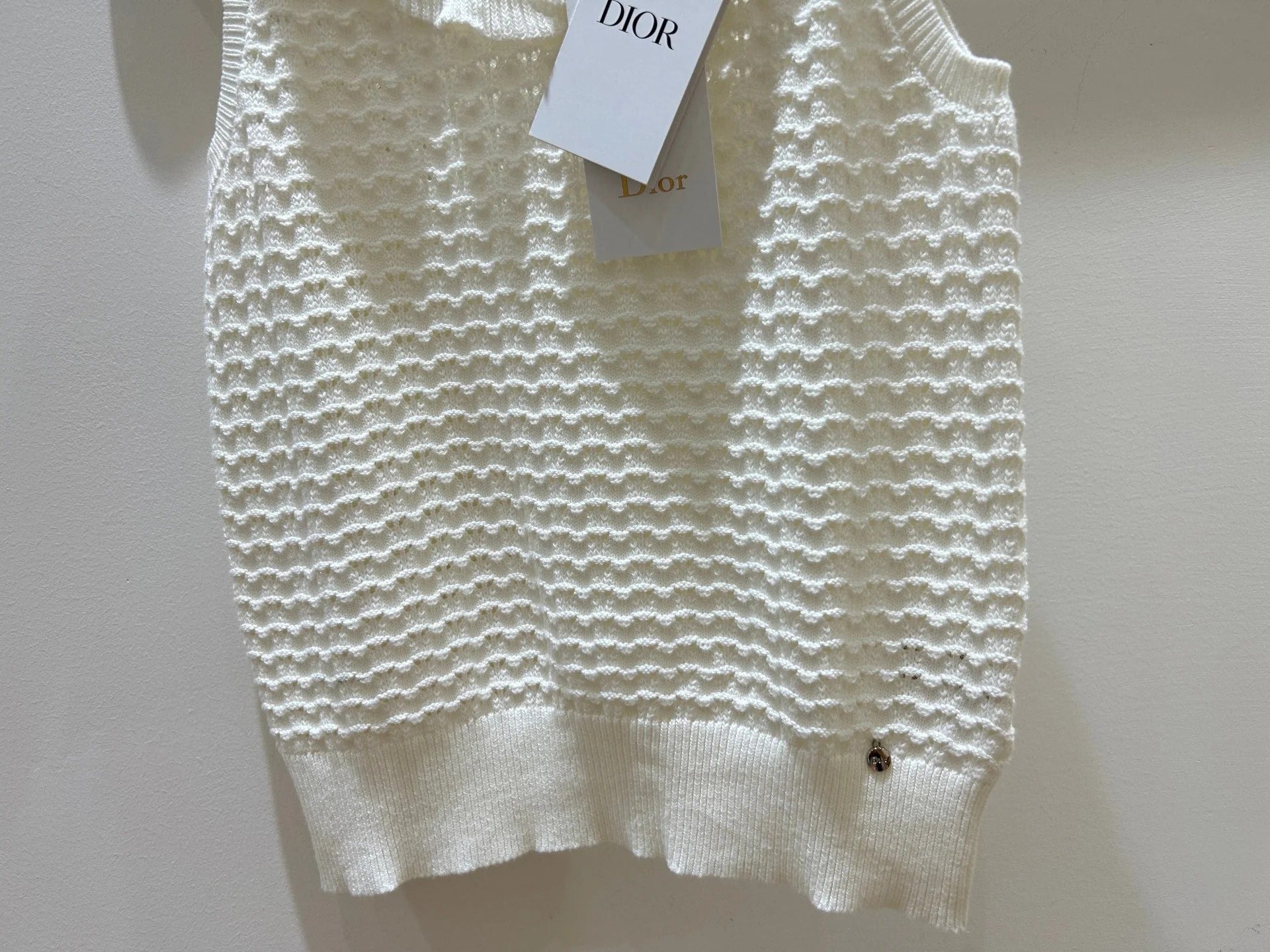 Dior 2026 Sleeveless Crew Neck Vest White Cotton 448466