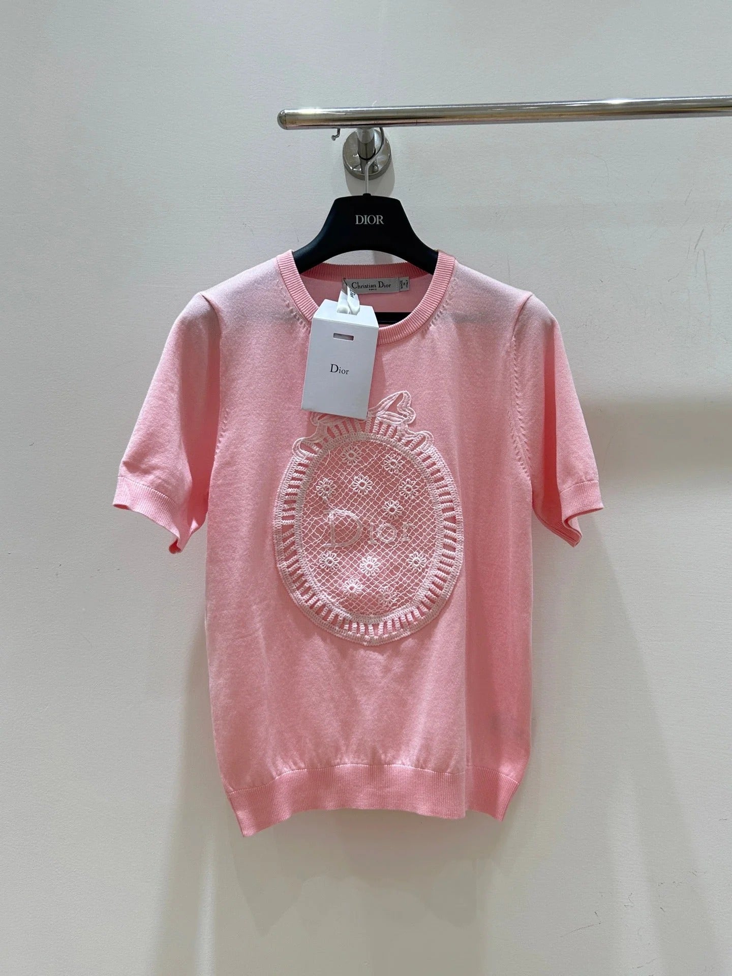 Dior 2026 Short-Sleeved T-shirts Crochet-Effect Patch Tencel 469332
