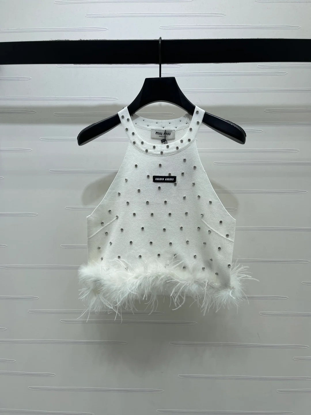 Miumiu 2026 Rhinestone Knit Vest Wool Cashmere 356496