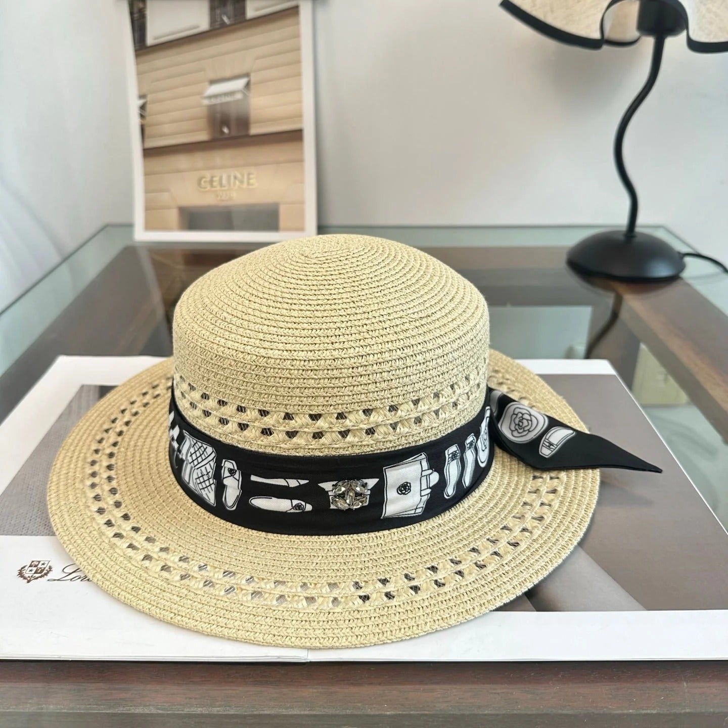 Chanel Flat Top Straw Hat 294945