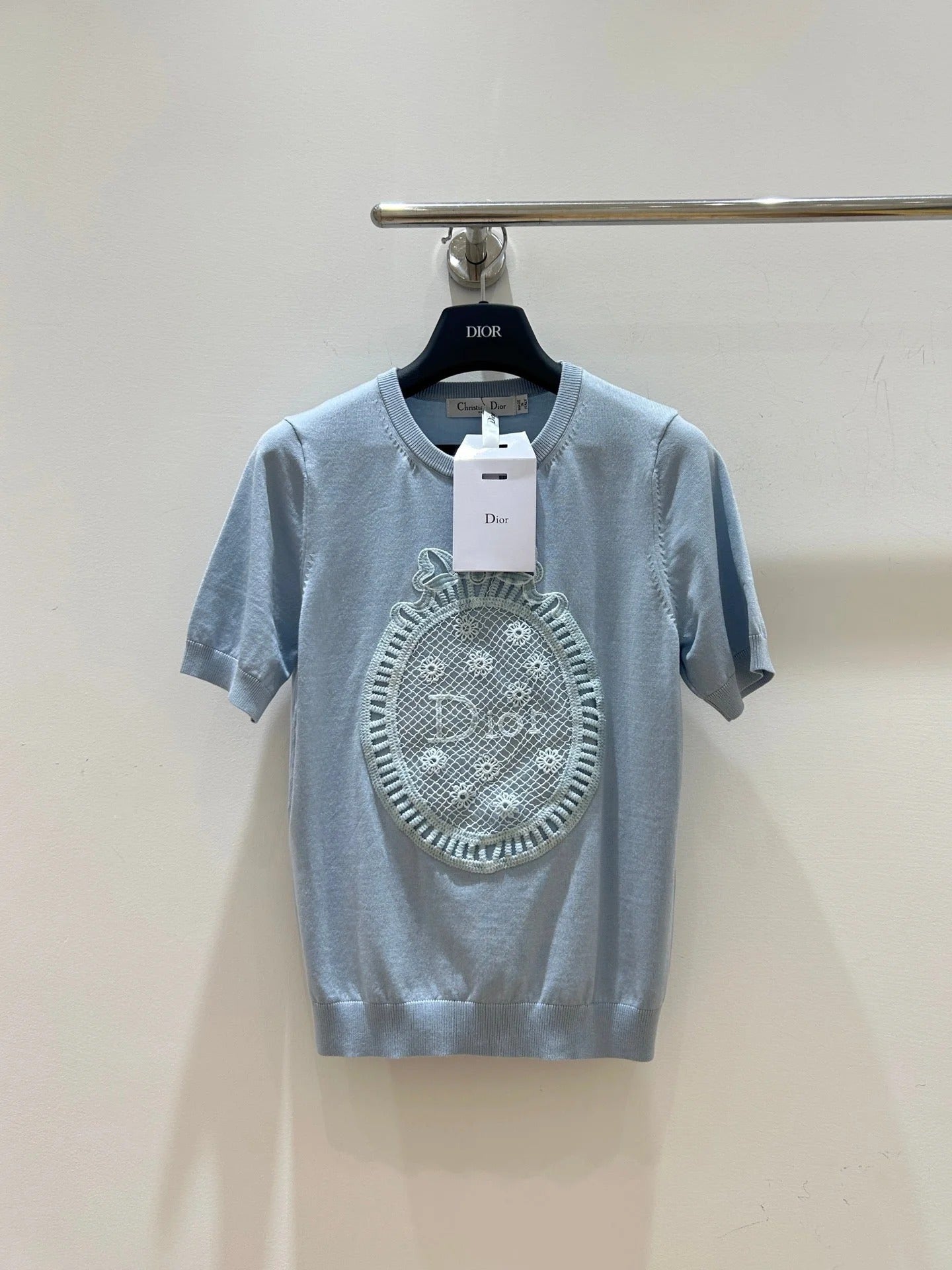 Dior 2026 Short-Sleeved T-shirts Crochet-Effect Patch Tencel 469332