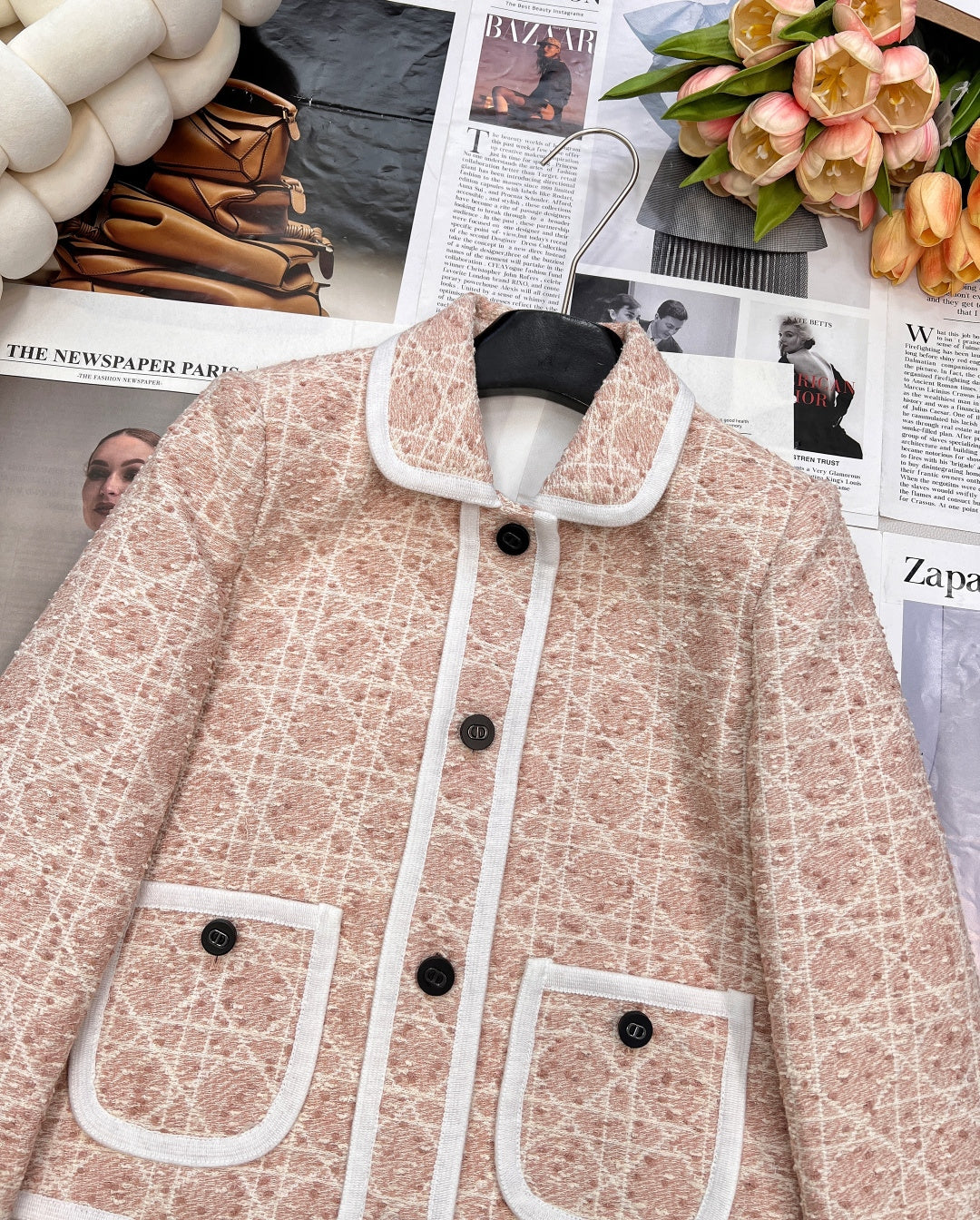 CD 25 Plaid Jacket Pink Mix White Cotton Wool