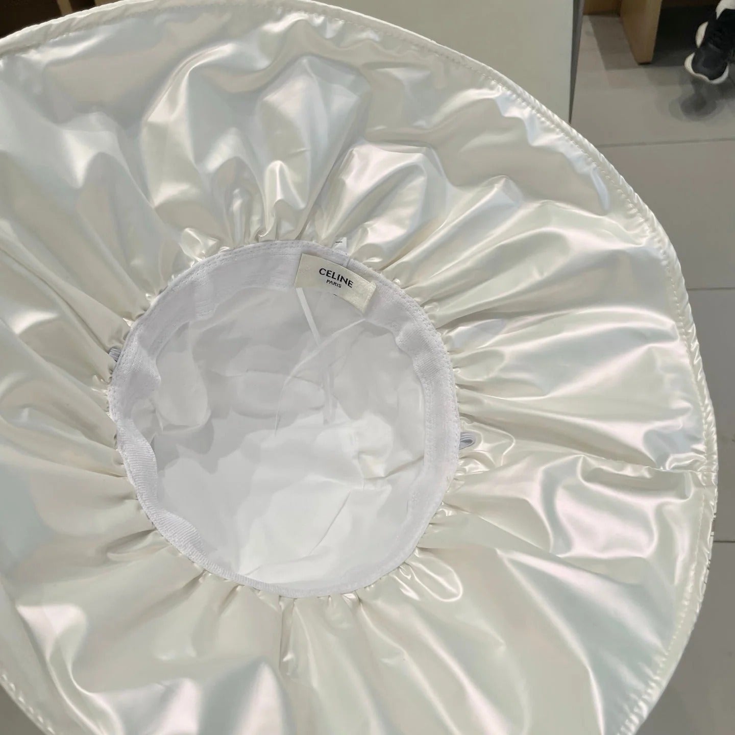 CELINE 25S BUCKET BOW HAT 733404 IN IVORY