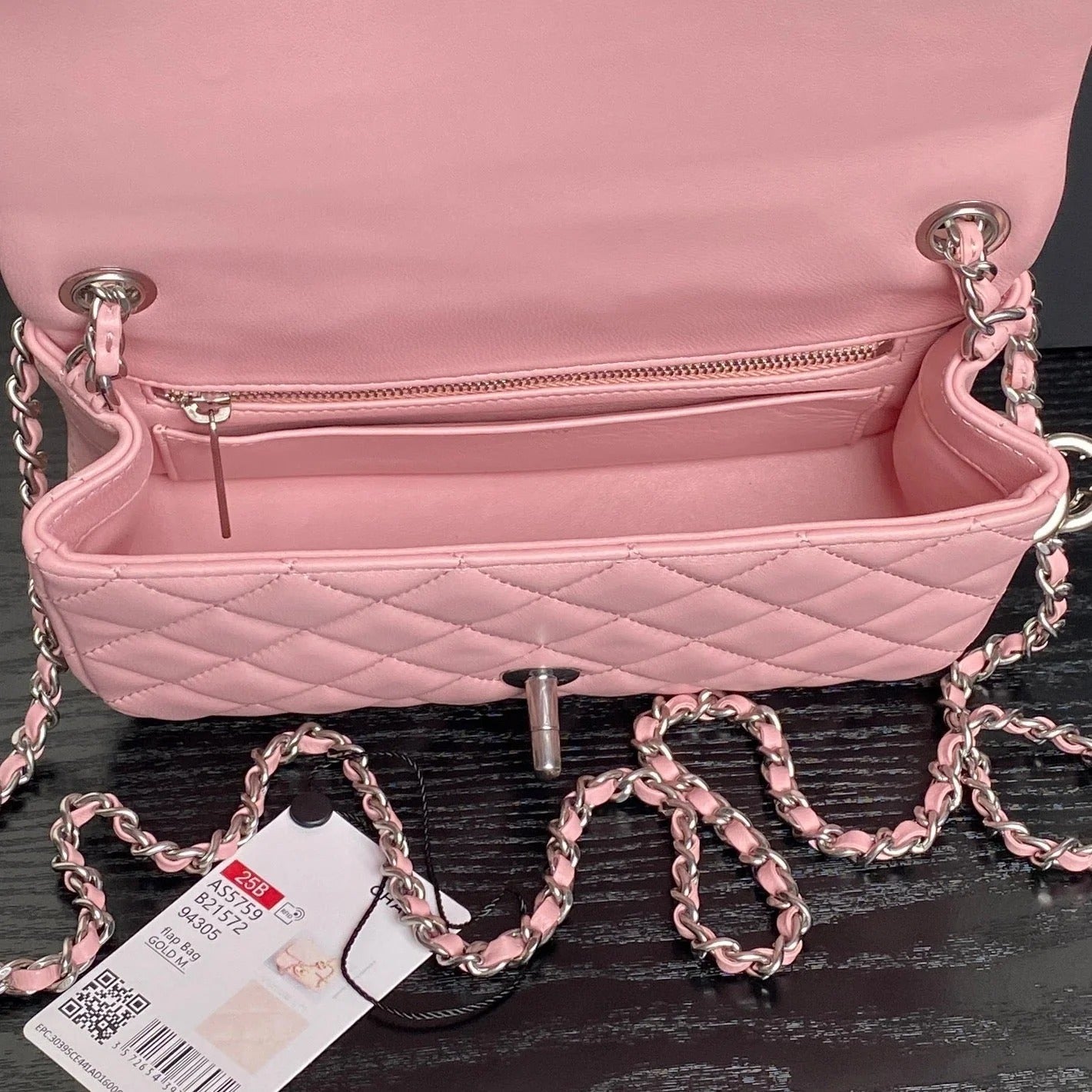 CHANEL 25S FLAP BAG 20 IN PINK BABY CALFSKIN SILVER HARDWARE