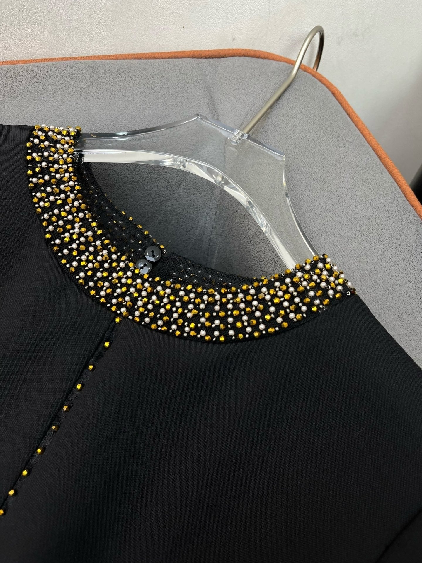 DIOR DRESS WITH BELT AND METAL-EMBELLISHED COLLAR 219281