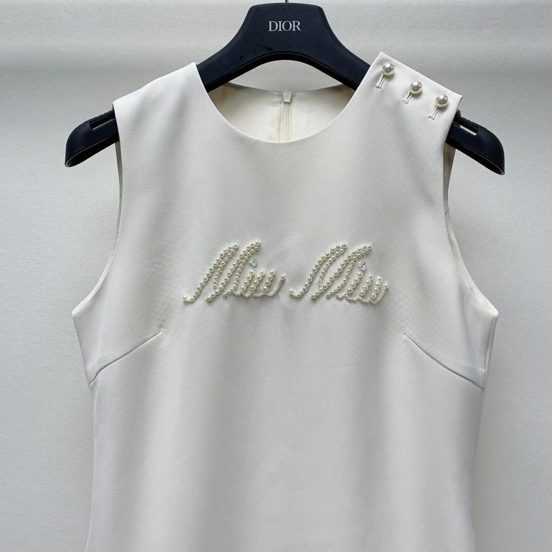 MIUMIU BEADED CREW NECK SHIFT DRESS 268123