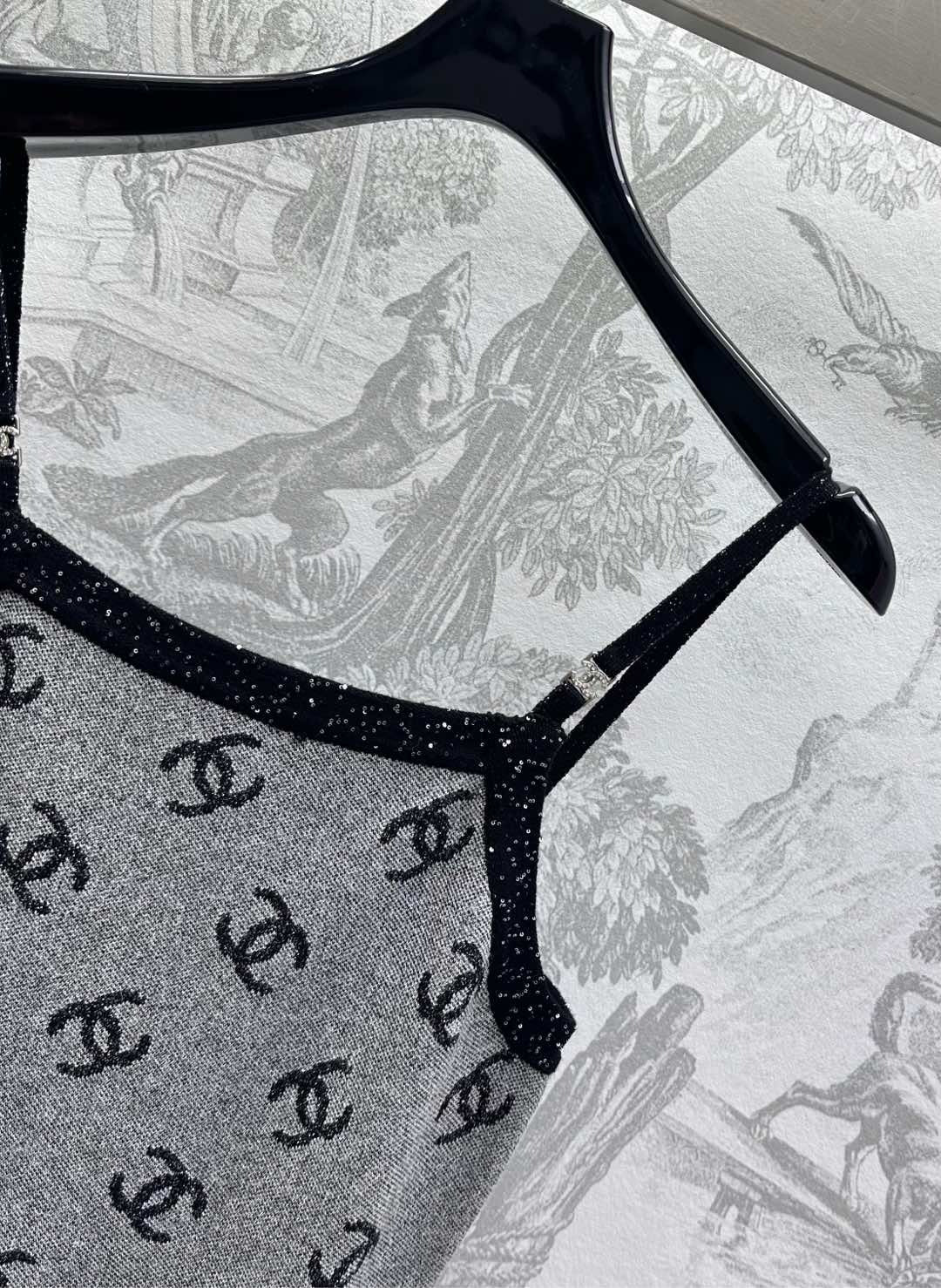 CHANEL CAMISOLE WITH LOGO DETAIL IN GREY