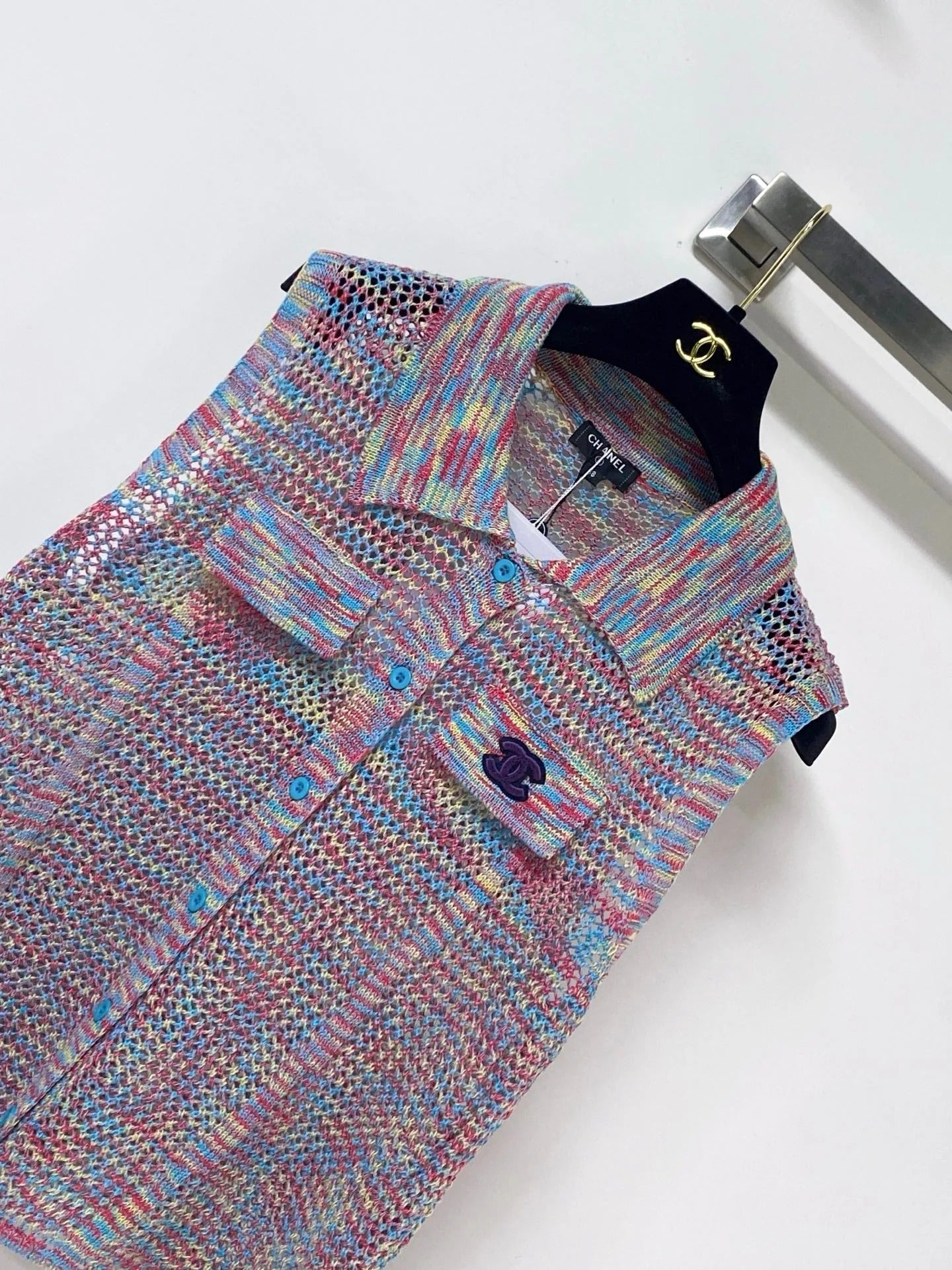 Chanel 2026 Knit Vest Polo Purple Laine Wool 442988