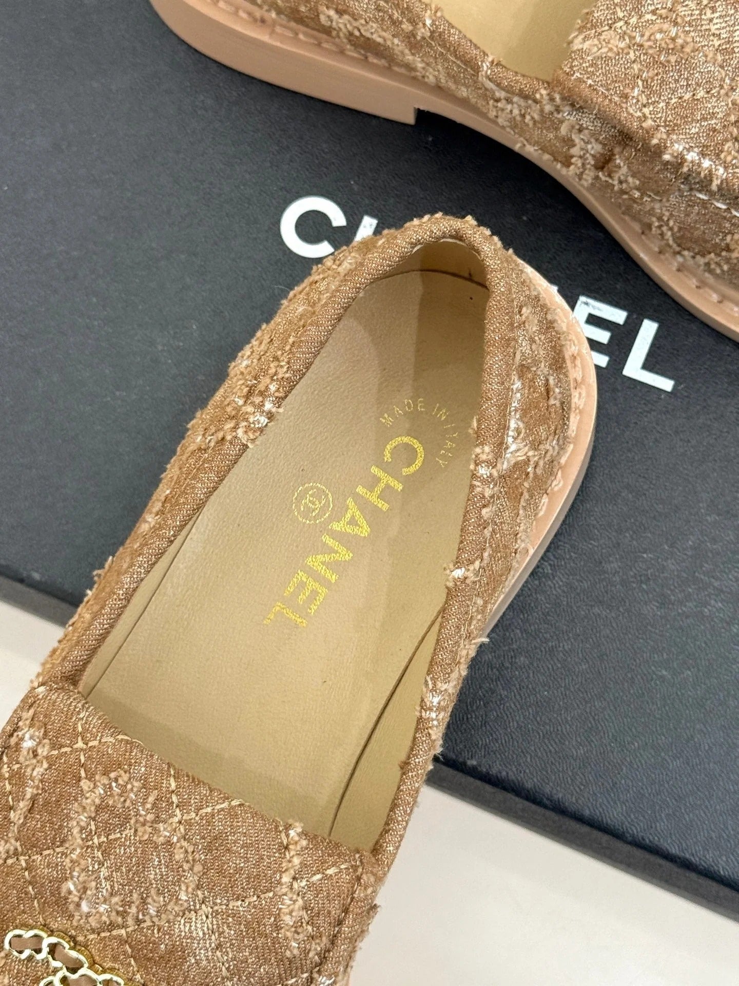 Chanel 2026 Double C High-Heeled Loafers Tweed Sheepskin 826098