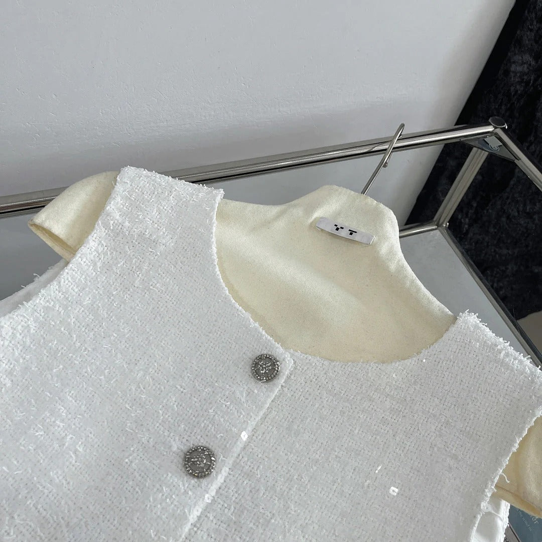 SEQUIN EMBELLISHED BLAZER IN WHITE 265872