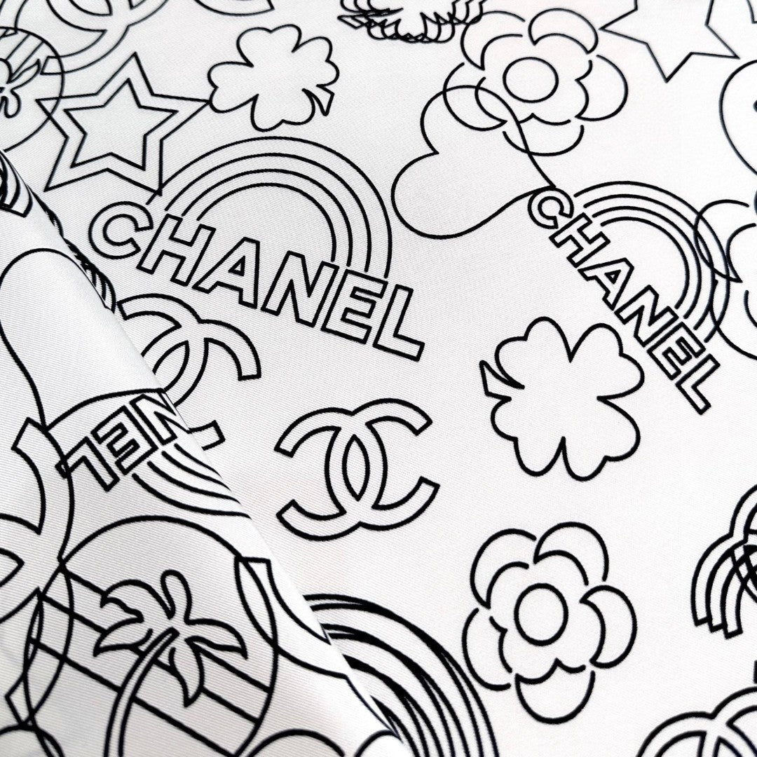 CHANEL 25S SCARF 90 IN TWILL SILK 740294