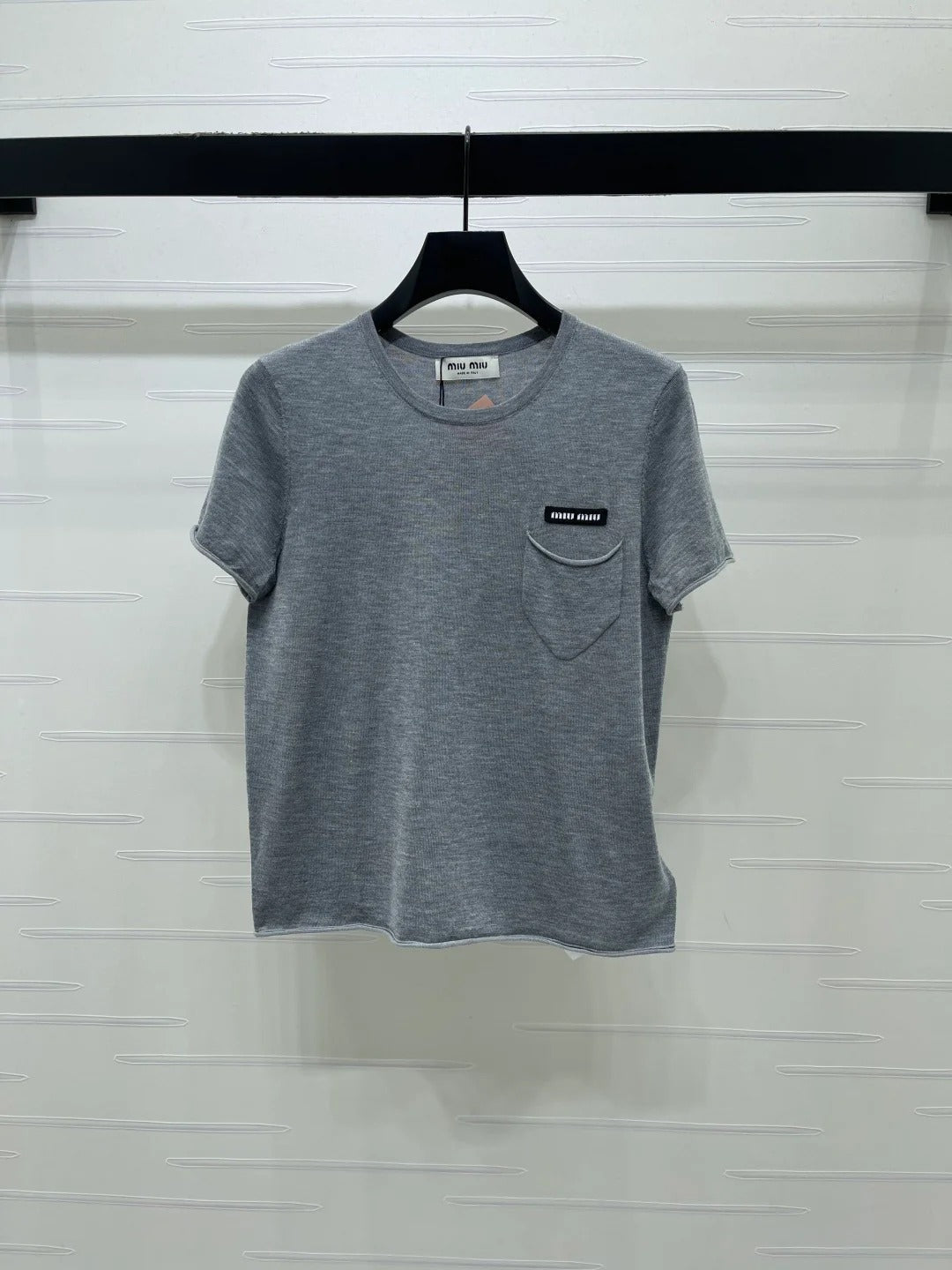 Miu Miu 2026 T-shirt Gray White Navy Blue Wool