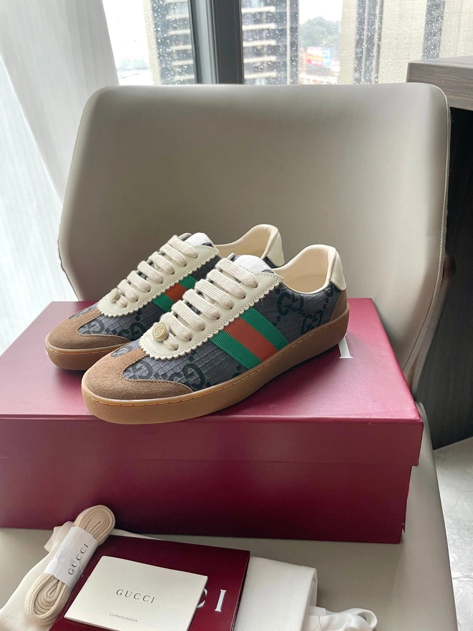 GG 26 Sneaker Brown Gray Canvas Suede 632803