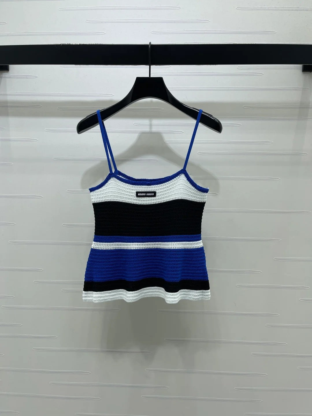 Miu Miu 2026 Striped Knit Tank Top Blue and Yellow Wool