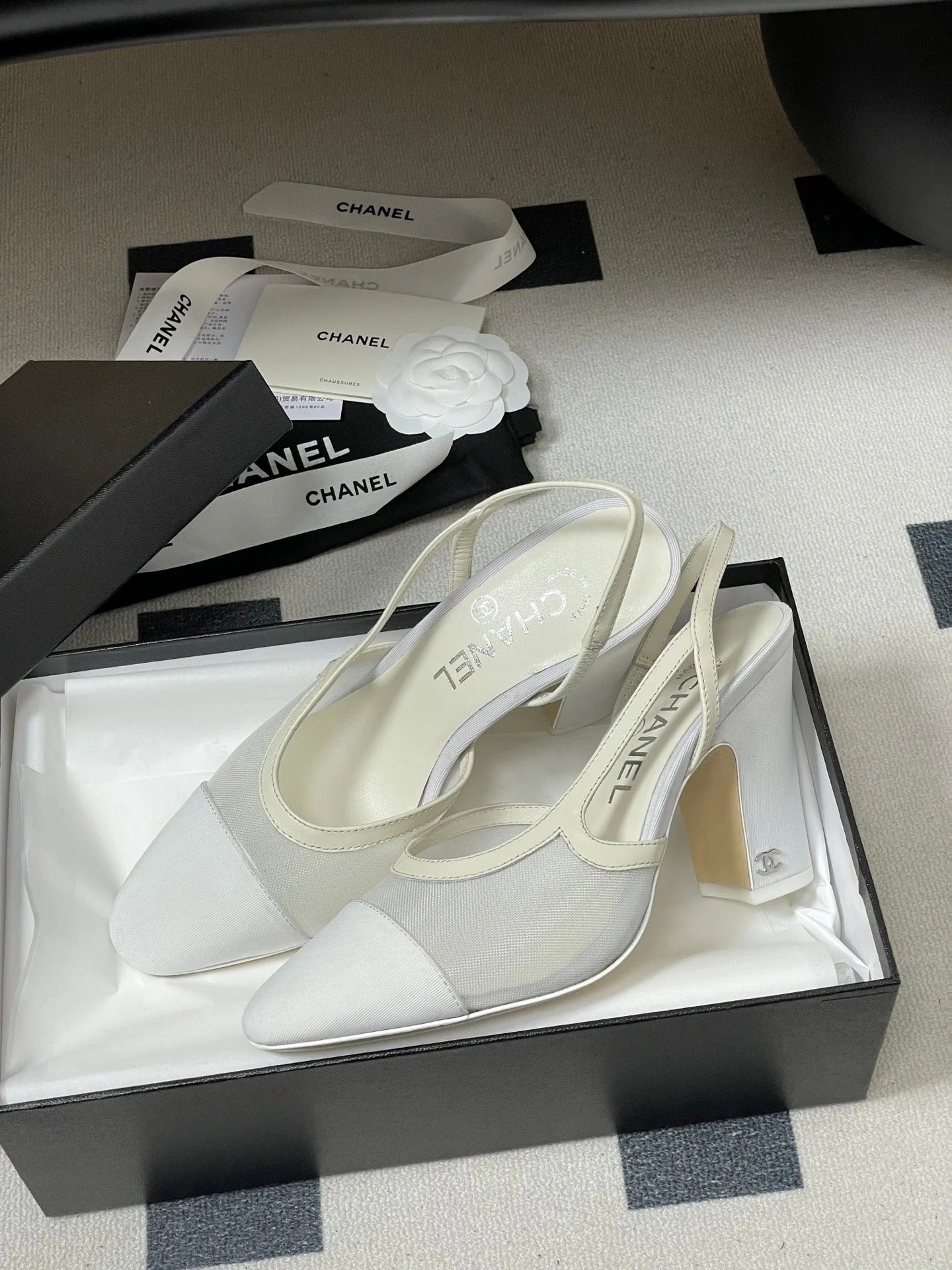 CC 26s Slingback 95 White Mesh Fabric Sheepskin 649441