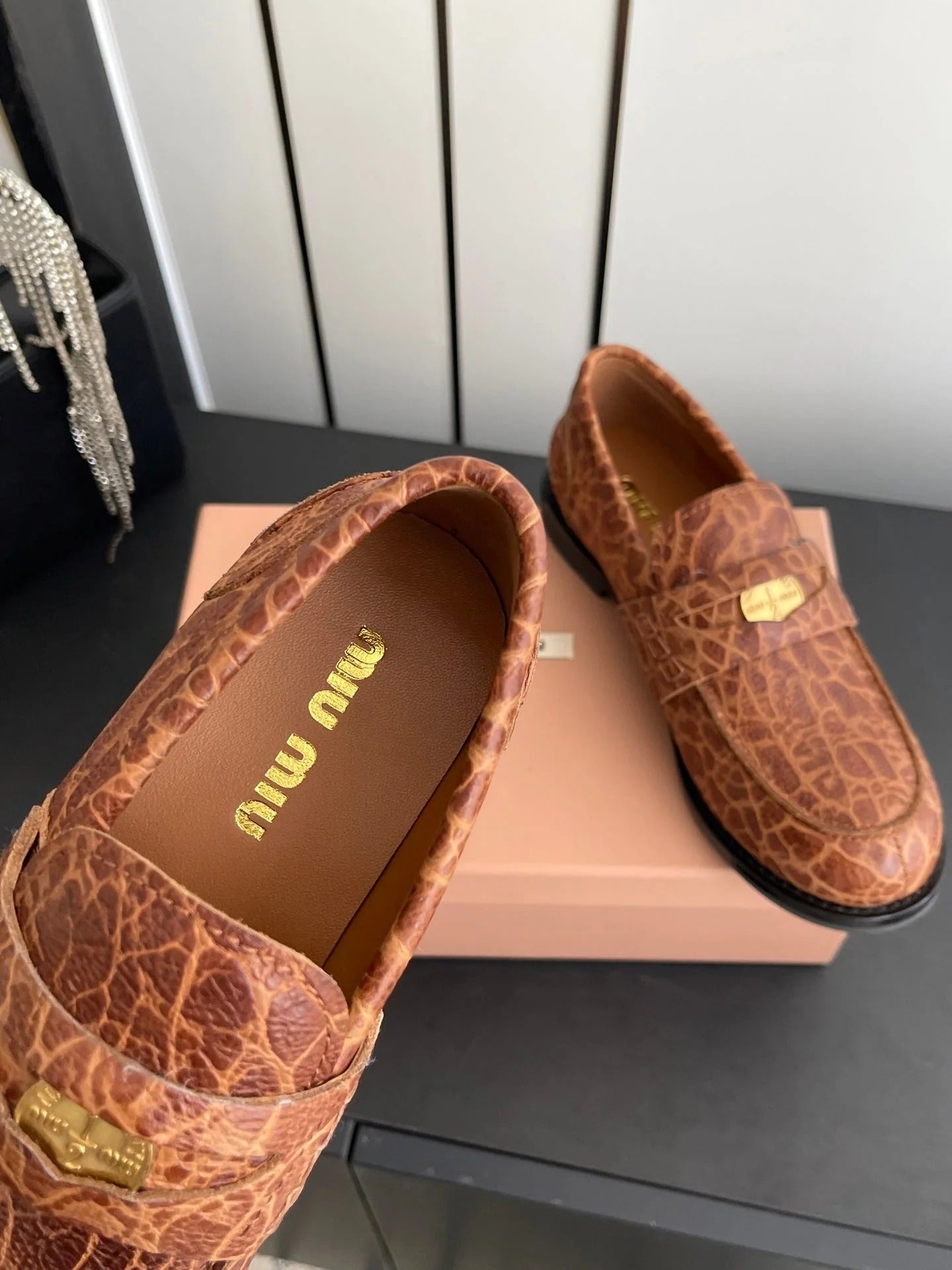 MIU 26 Casual Loafers Brown Calfskin 631627