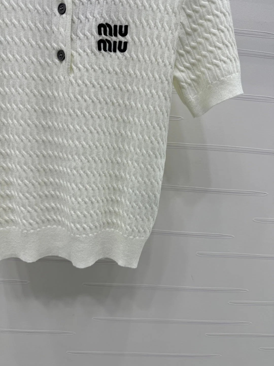 MIUMIU KNITTED POLO SHIRT WHITE 274837