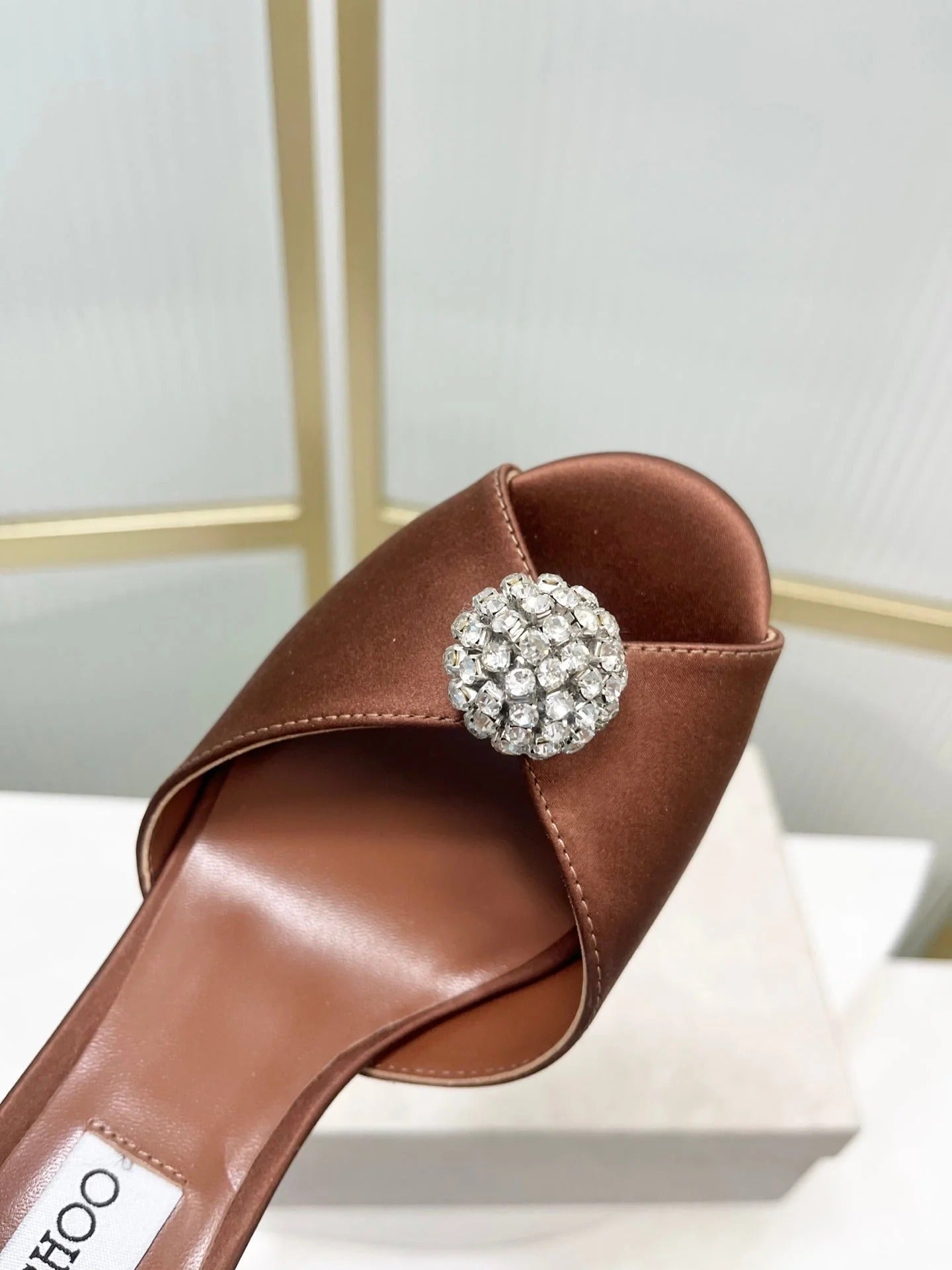 Jimmy 26s Peep-Toe High Heels 85 Brown Sheepskin 605974