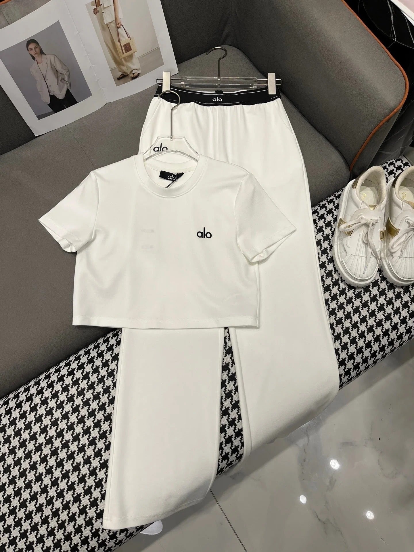 T SHIRT AND WIDE LEG PANTS SET 4 WAY STRETCH FABRIC 266707