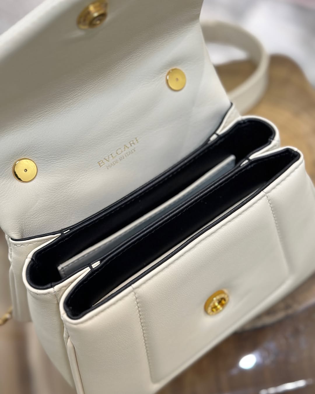 BVL Serpenti Reverse Top Handle 20cm White Calfskin GHW 188563