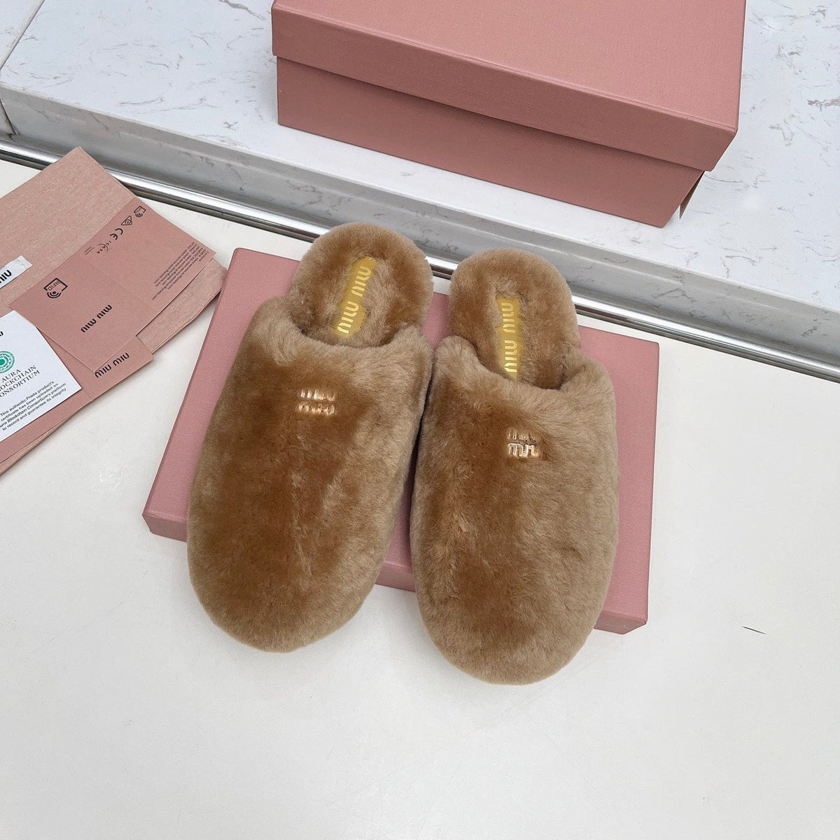 Miumiu 26S Mules Light Brown Shearling