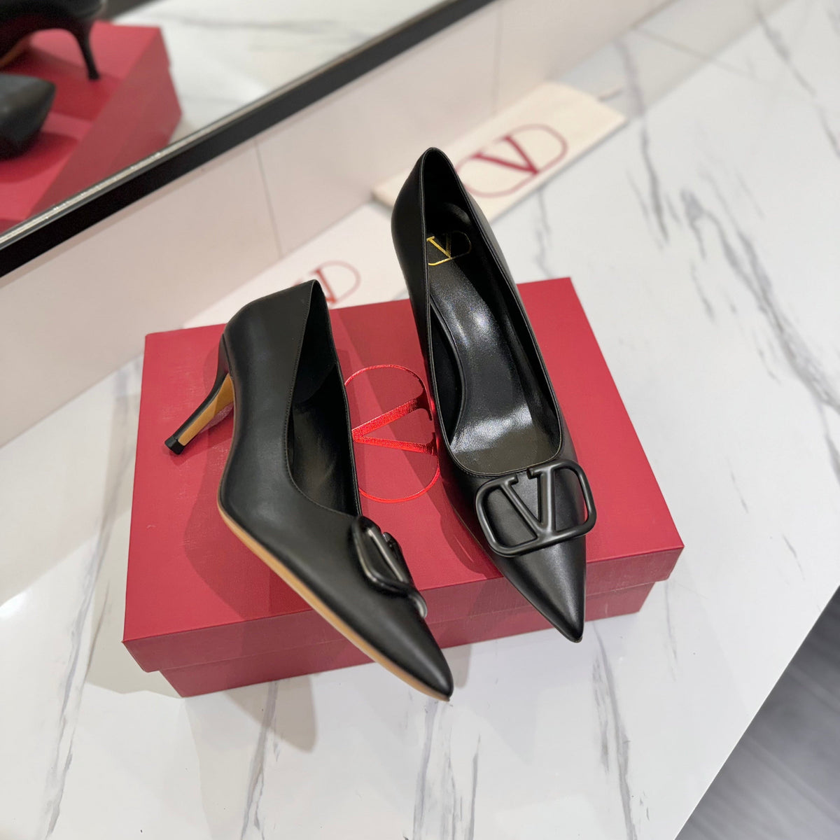 Valentino 26S High Heels 7.5cm In Black Smooth Calfskin