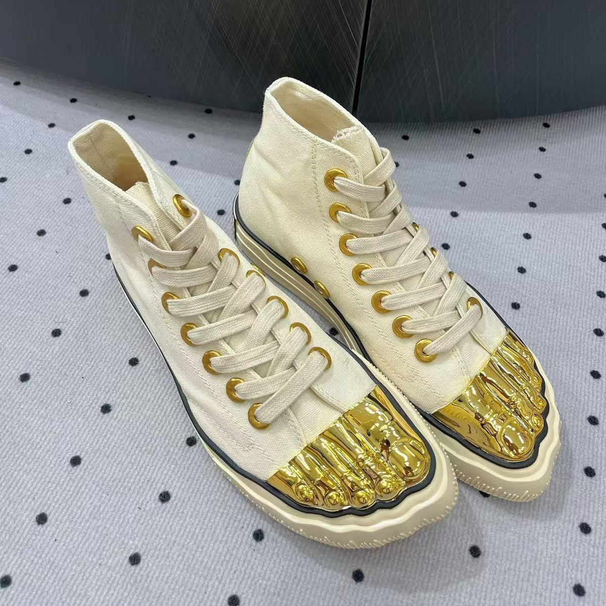 MS Trompe l’Oeil Toe Cap Sneakers Fabric Metal