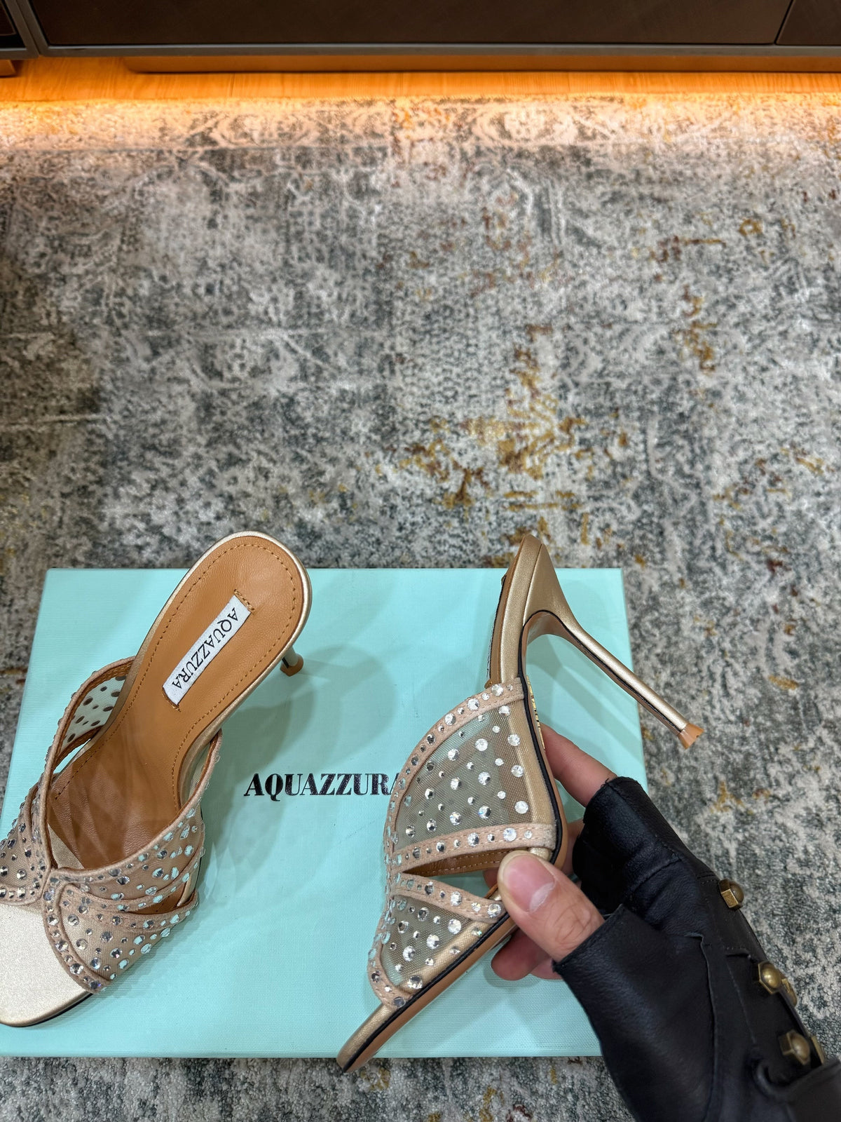 Aquazzura 26S High-Heel Sandals 10.5cm Light Gold Calfskin And Mesh