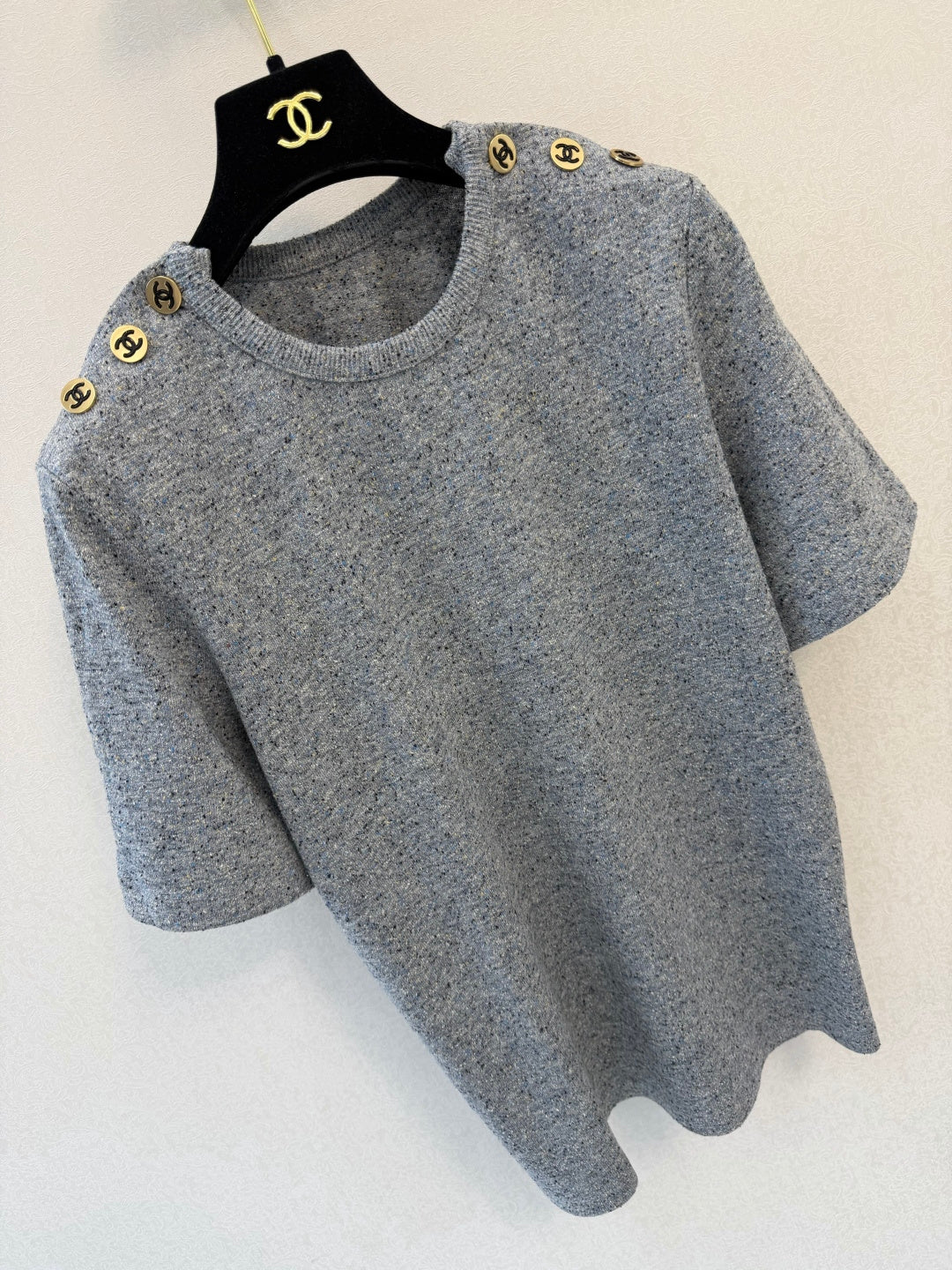 CC 26FW Shoulder Button Knit T-Shirt Gray Silk 440300