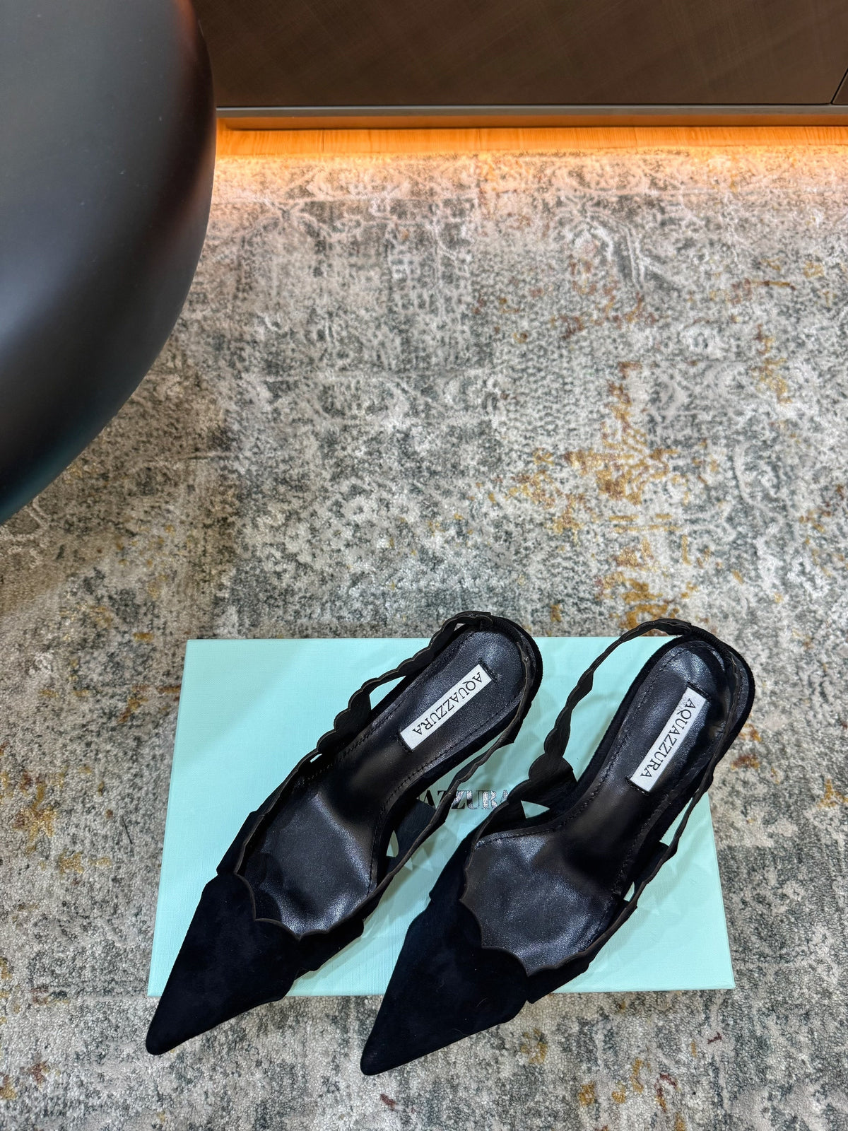Aquazzura 26S Slingback 6cm Black Suede