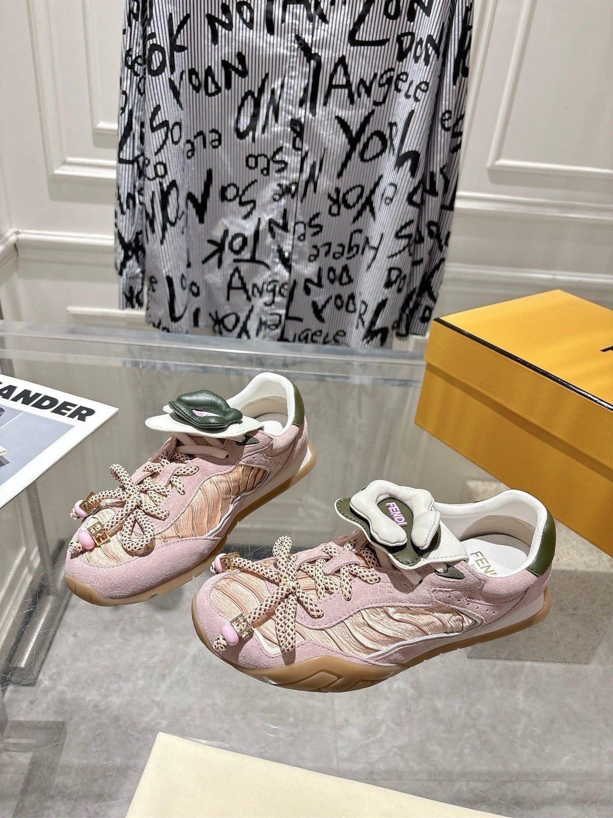 Fendi 26S Sneakers Light Pink Fabric And Suede