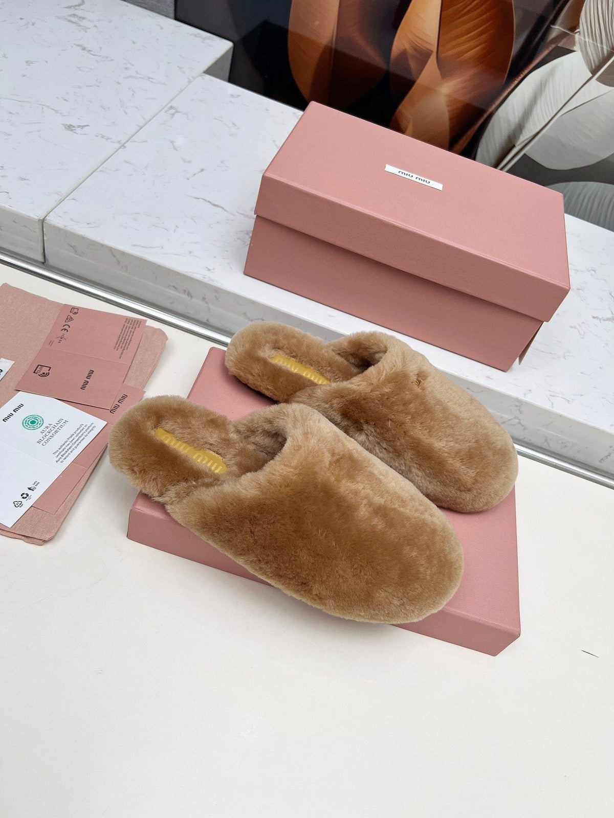 Miumiu 26S Mules Light Brown Shearling