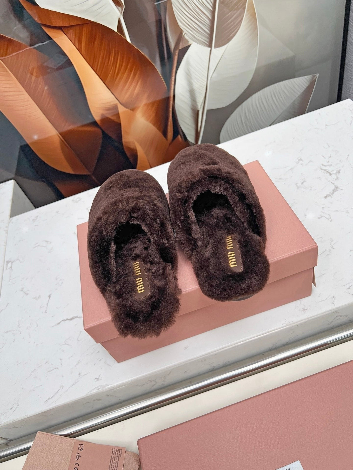 Miumiu 26S Mules Dark Brown Shearling
