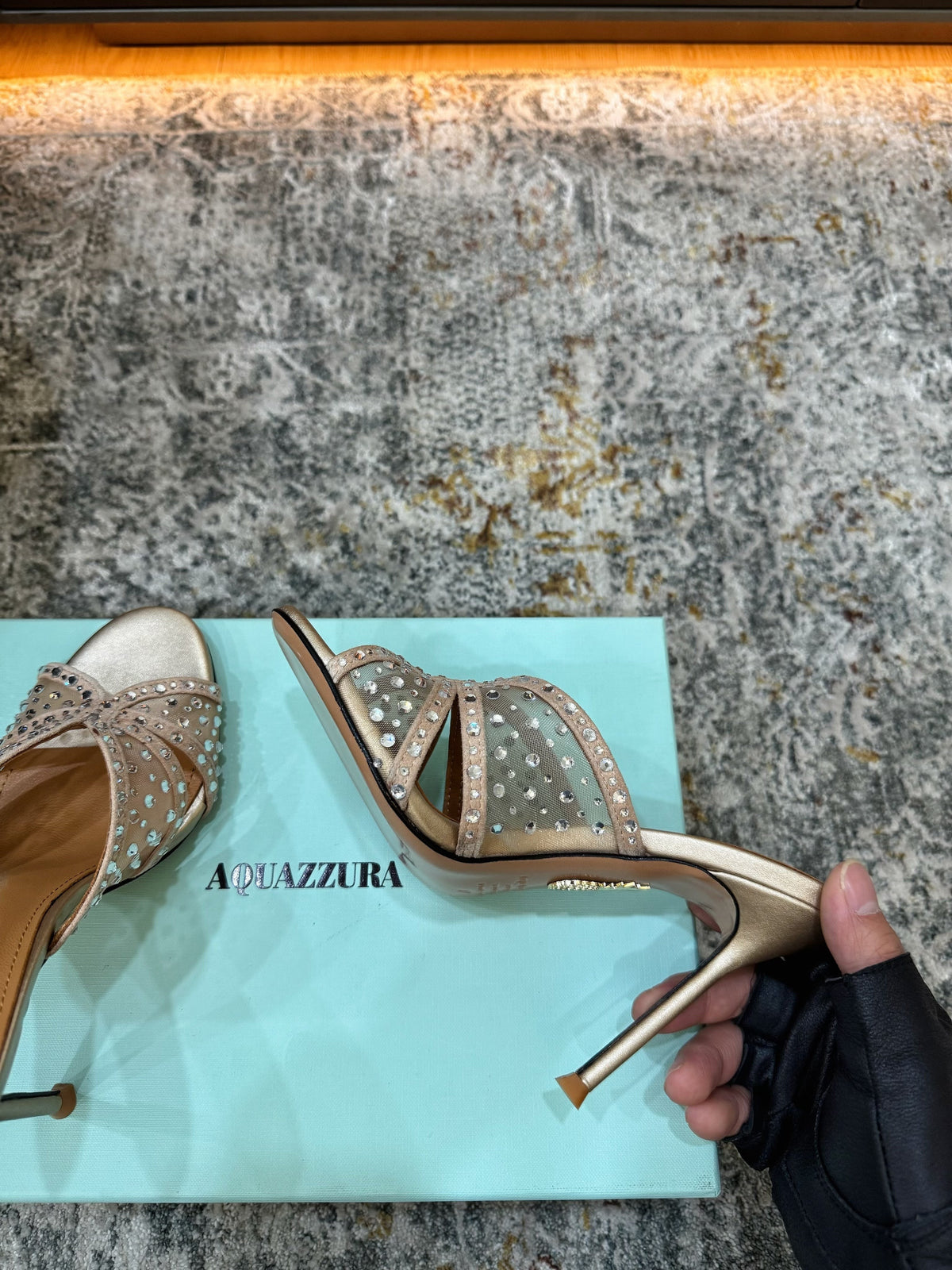 Aquazzura 26S High-Heel Sandals 10.5cm Light Gold Calfskin And Mesh