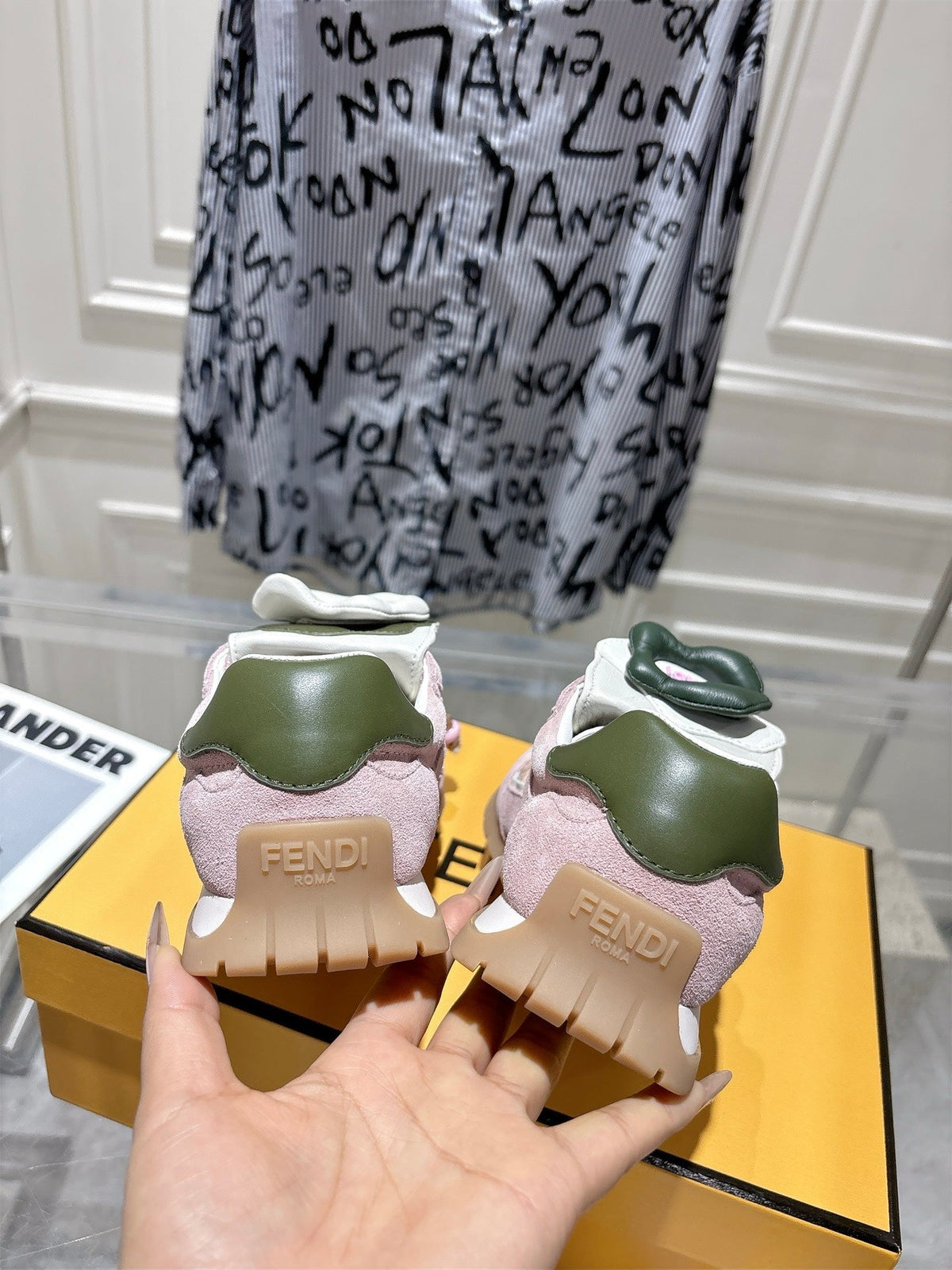 Fendi 26S Sneakers Light Pink Fabric And Suede