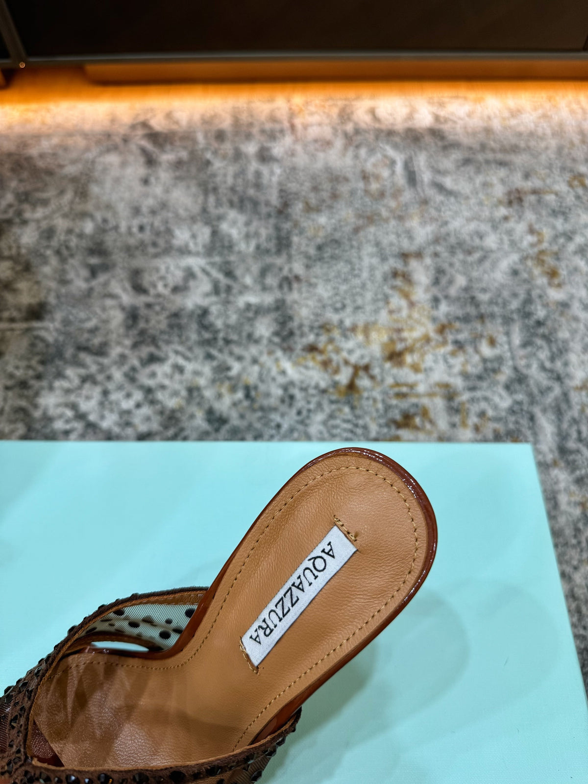 Aquazzura 26S High-Heel Sandals 10.5cm Brown Patent Calfskin And Mesh
