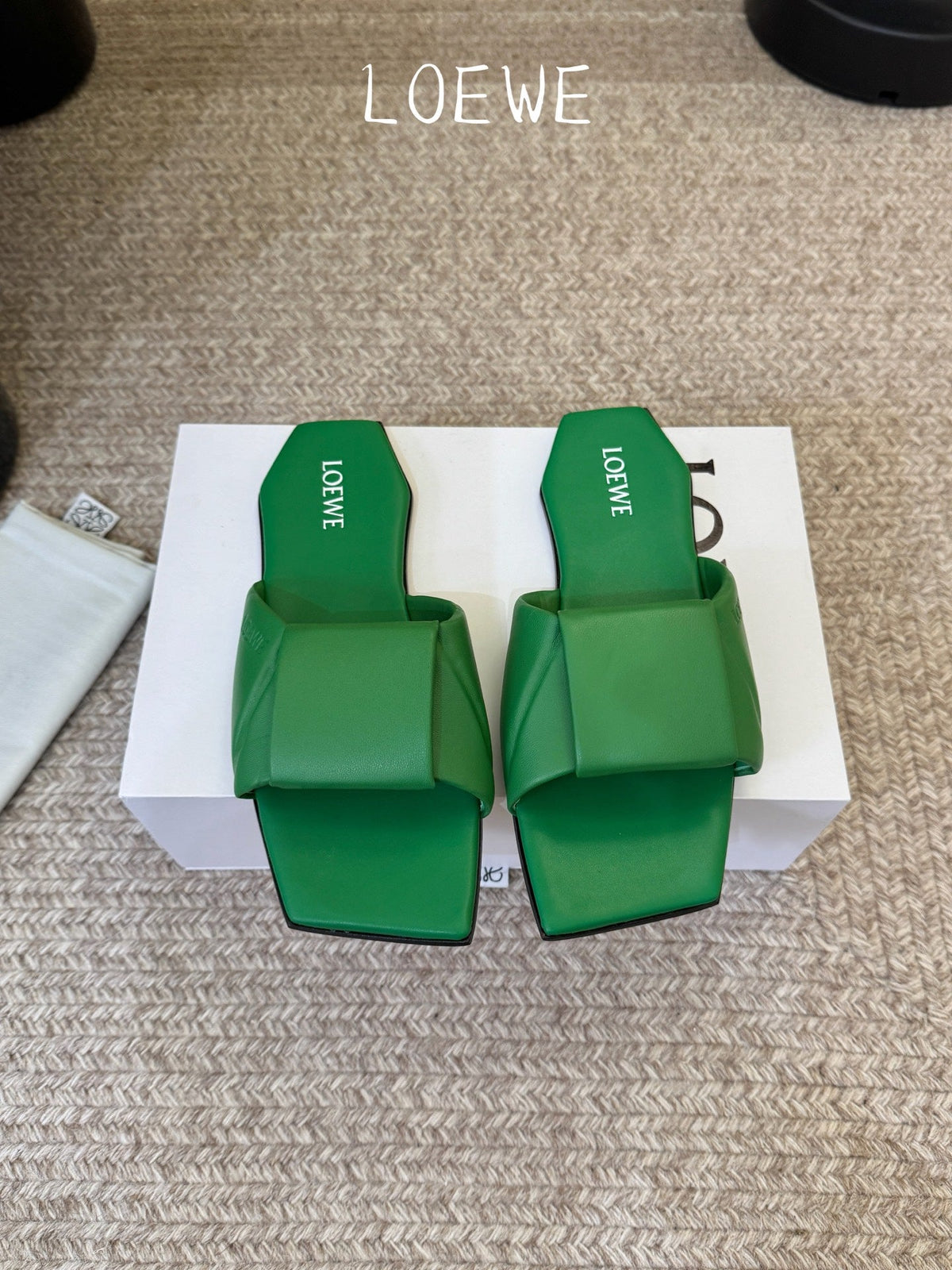 Loewe 2026 Origami Padded Square-Toe Sandals Leather 166744