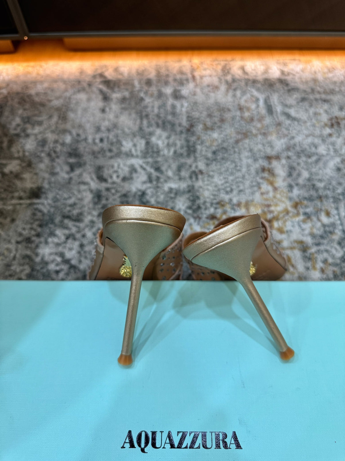 Aquazzura 26S High-Heel Sandals 10.5cm Light Gold Calfskin And Mesh