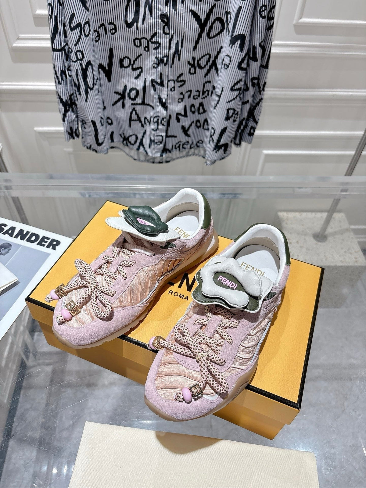 Fendi 26S Sneakers Light Pink Fabric And Suede