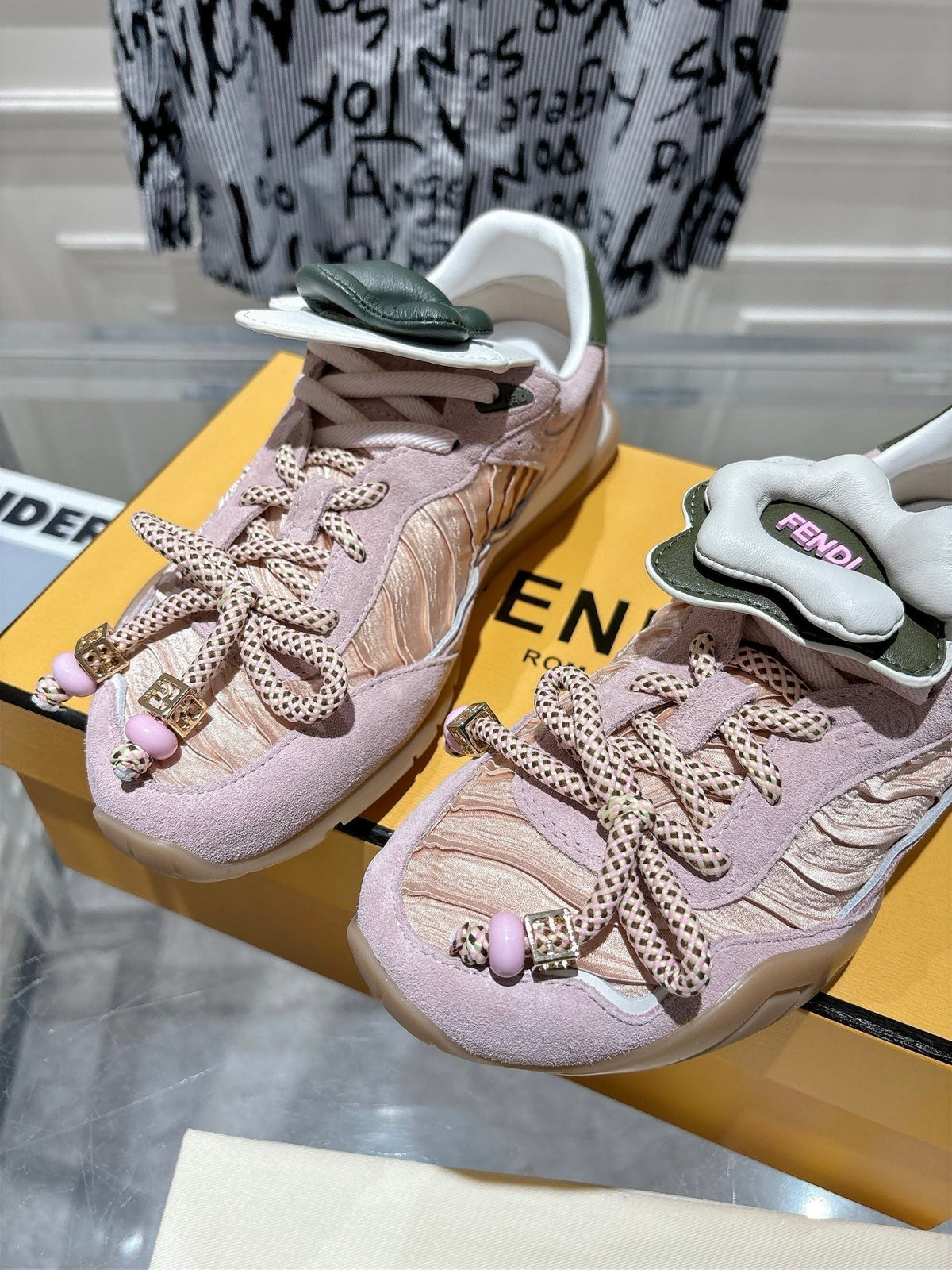 Fendi 26S Sneakers Light Pink Fabric And Suede