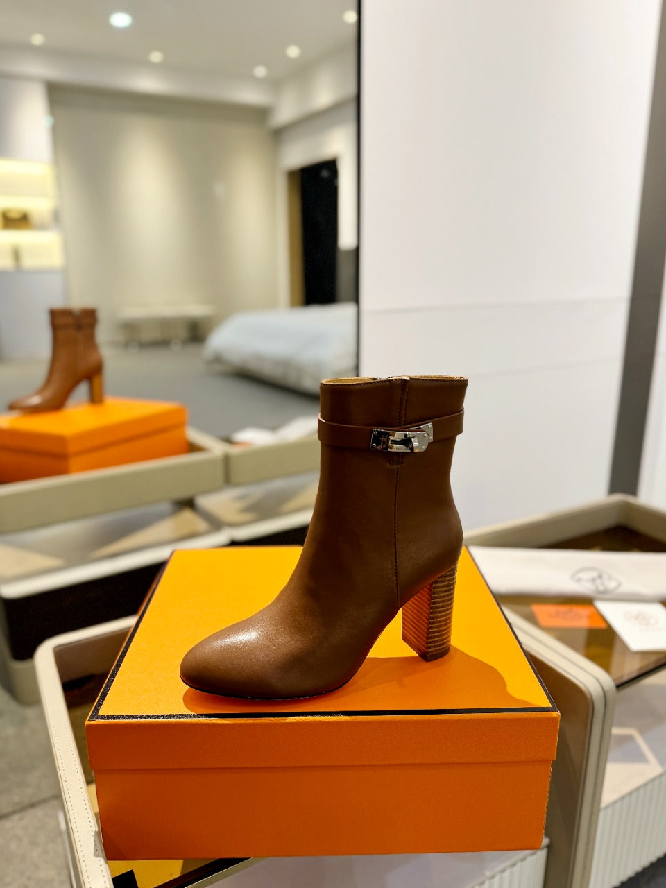 HM Saint Germain Ankle Boot 85mm Brown Cowhide 961645