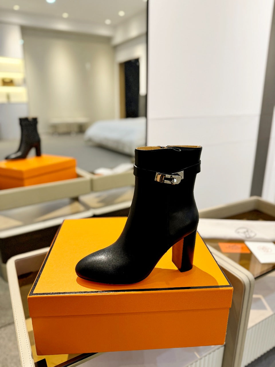HM Saint Germain Ankle Boot 85mm Black Cowhide 961647