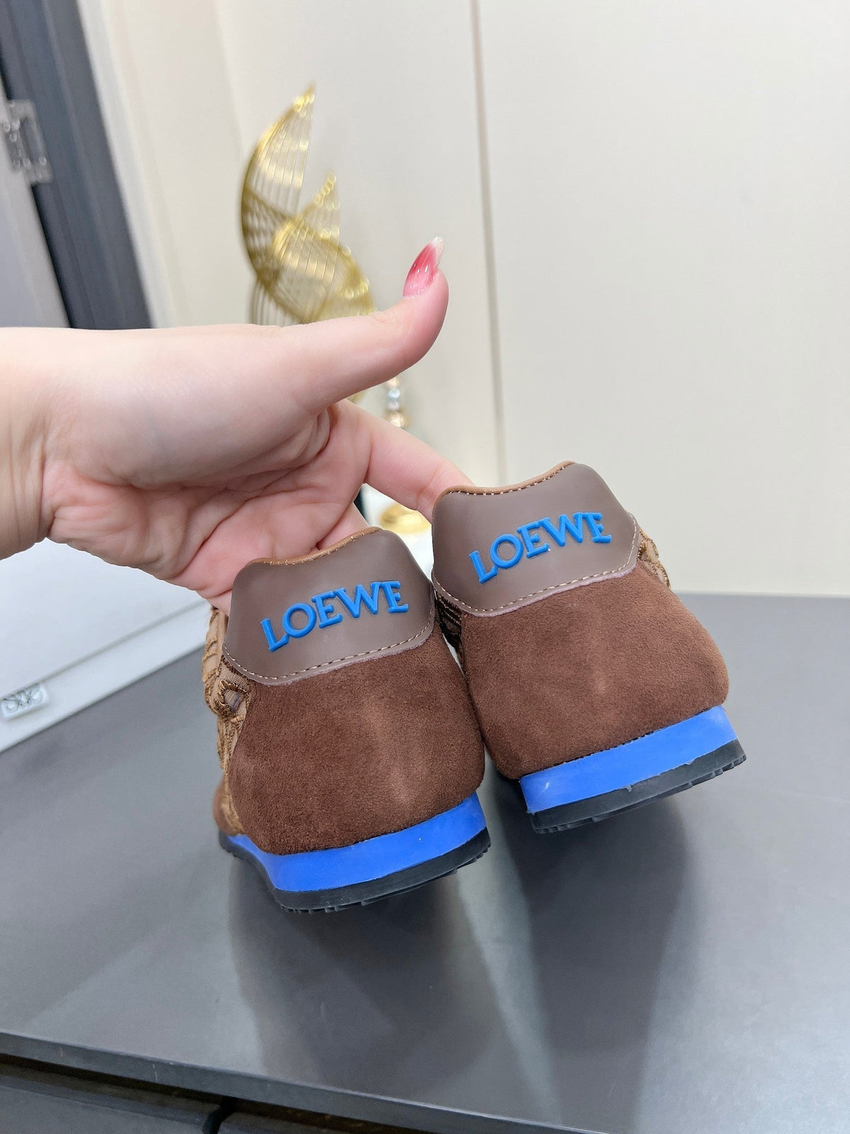 Loewe 26S Runner 2.0 Sneakers in Dark Brown Suede and Anagram Jacquard