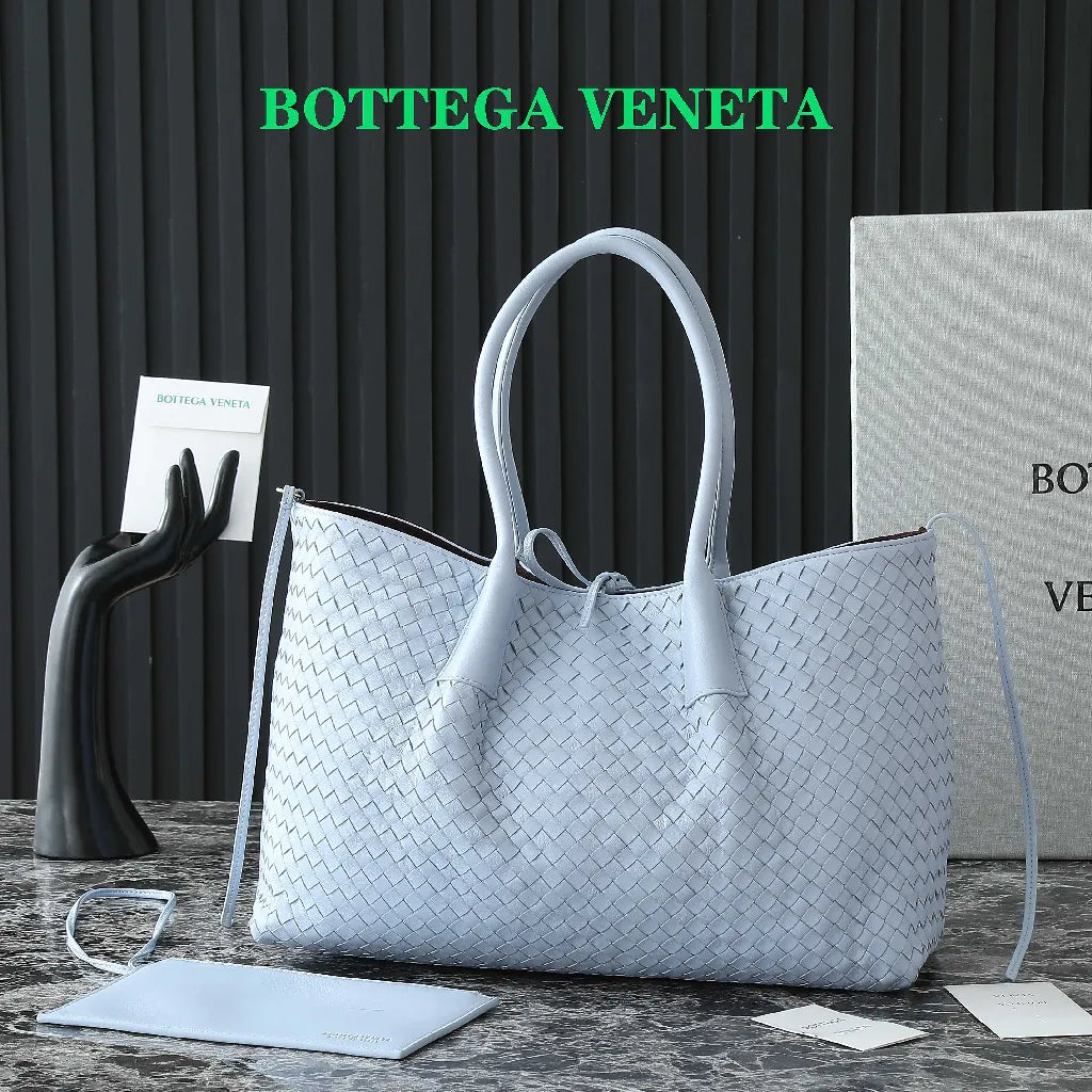 BV Pinacoteca Bag 43cm Sky blue Intrecciato Calfskin & Suede