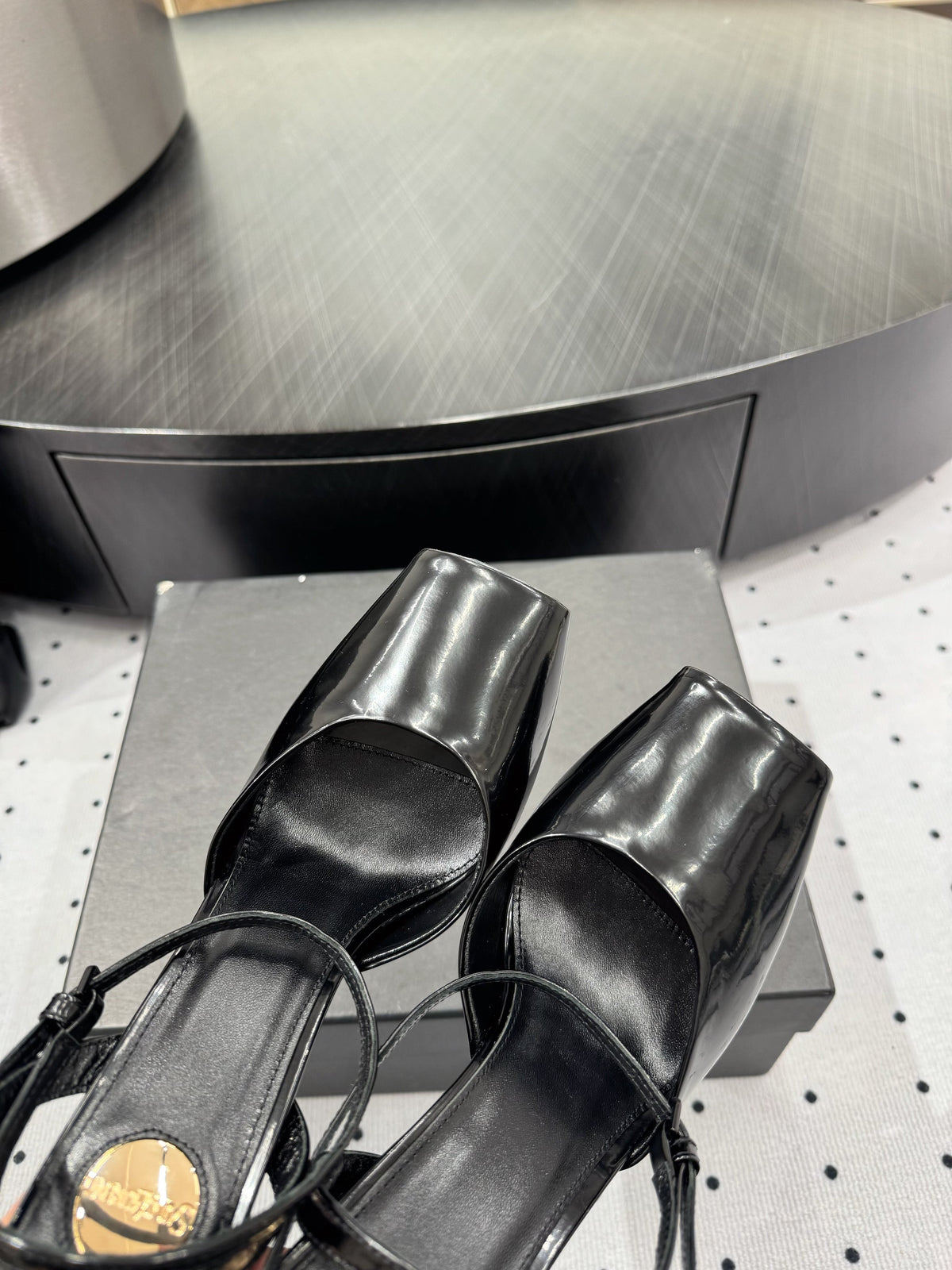YSL 26S Square-Toe High Heels 105 Mm Black Patent Calfskin