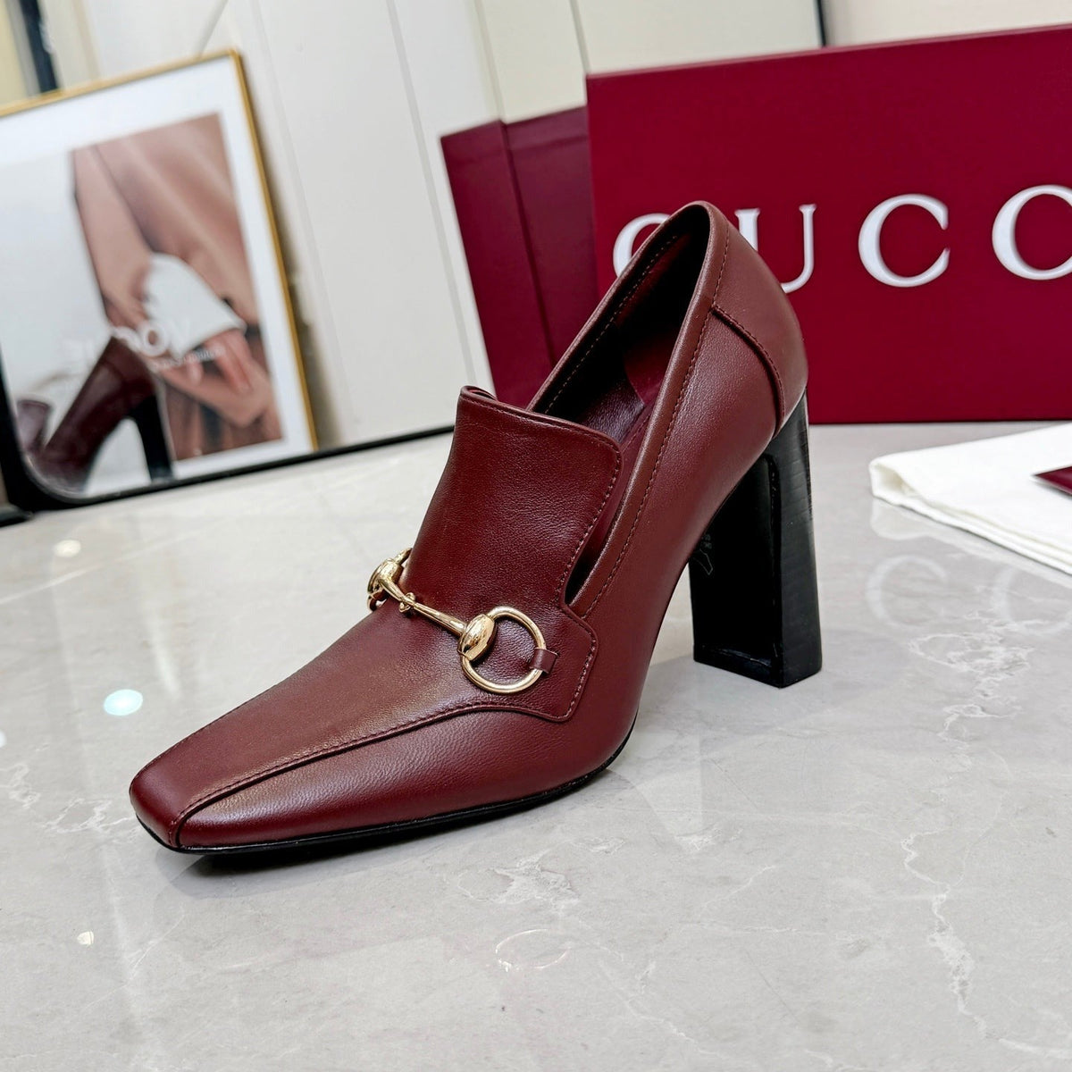 GG 26S Horsebit Loafers 10cm Block Heel Leather 157229